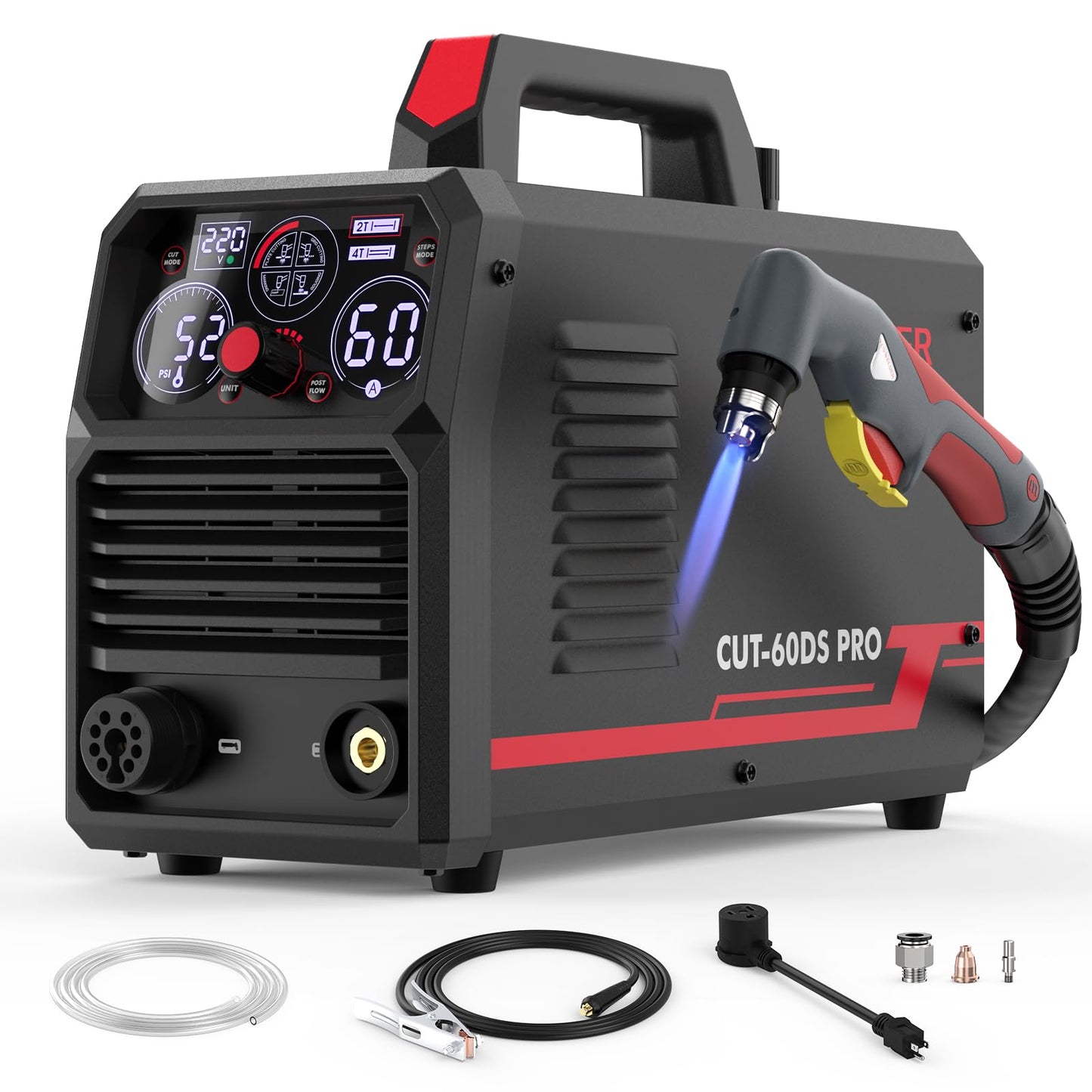 YESWELDER Multifunctional Plasma Cutter, 60Amp 110V/220V Non-High Frequency Non-Touch Pilot Arc 4-In-1 Plate Cutting/Grid Cutting/Gouging/Marking Plasma Cutting Machine