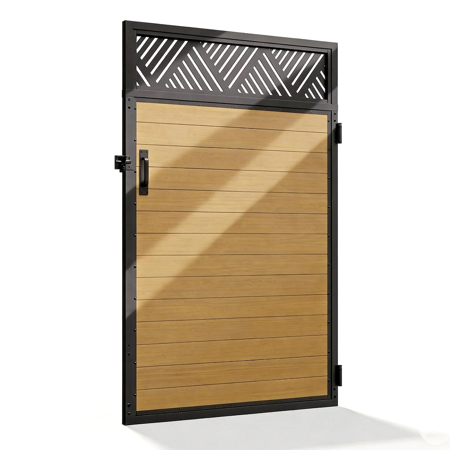 TORMIZ 4x6 FT (46.8"x70.8") 201 Stainless Steel Fence Gate Kit with Wood-Grain Aluminum Panels – Heavy Duty Anti-Sag Metal Gate Frame, Pre-Installed Left/Right Mount (All-in-One Kit, Panels Included)
