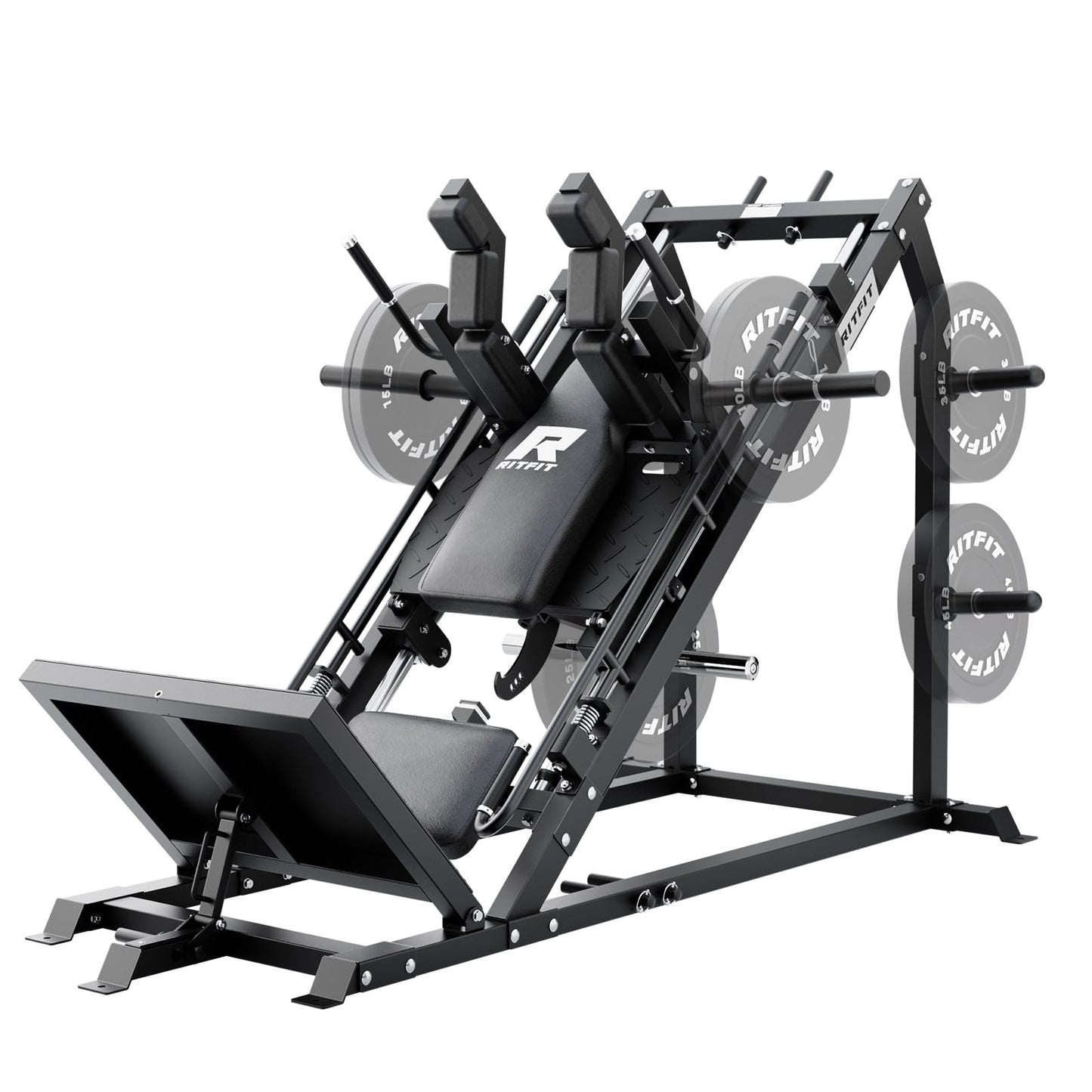 RitFit Gazelle Pro 3 in 1 Leg Press and Hack Squat Machine - High-Tensile Steel Leg Press Machine, 2000lbs Capacity, Adjustable Angles with Weight Storage