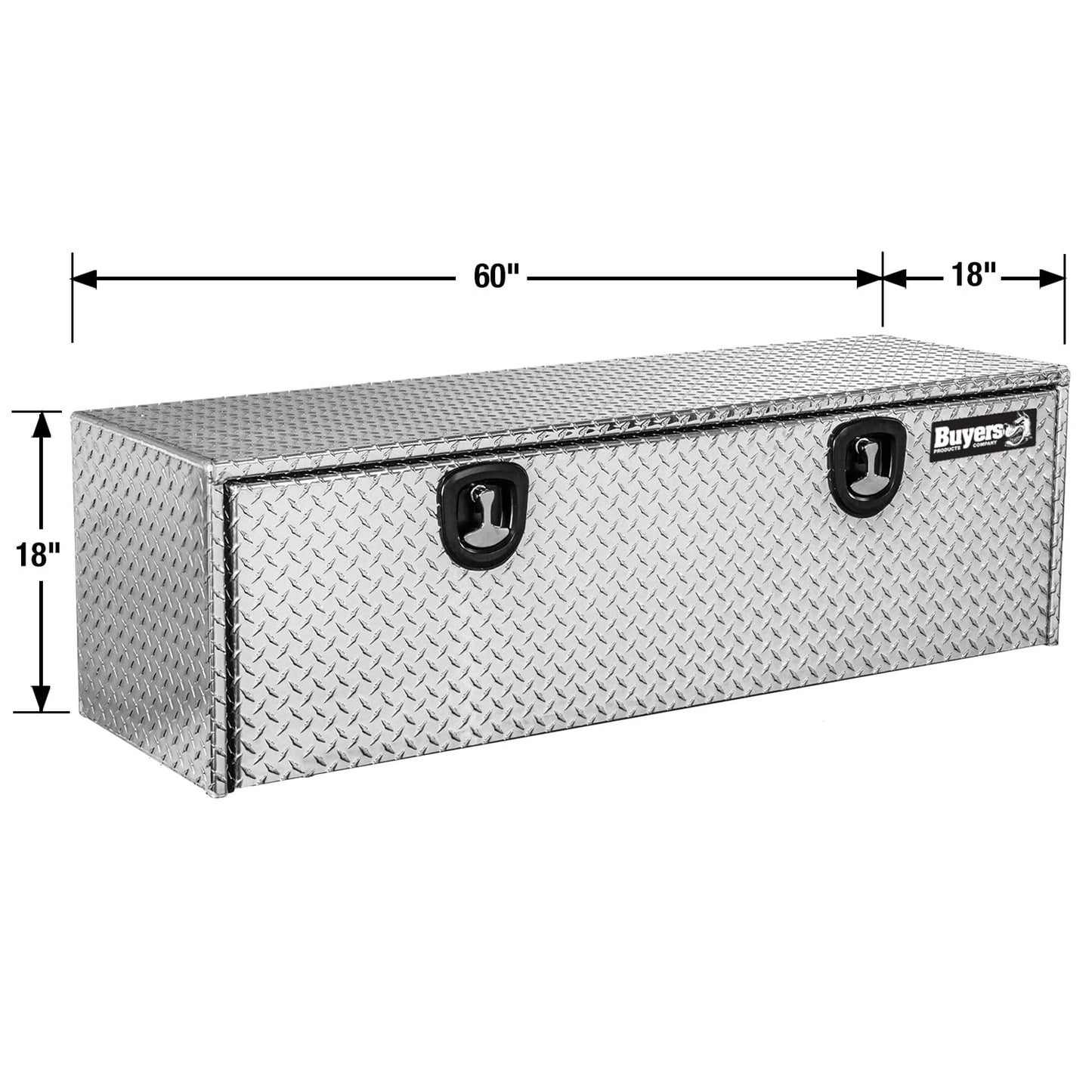Buyers Products 1705115 Diamond Tread Aluminum Underbody Truck Tool Box, 18 x 18 x 60, Made in USA, .100 in. Thick, Corrosion-Resistant, Locking Compression Latch, Secure Storage for Work Trucks