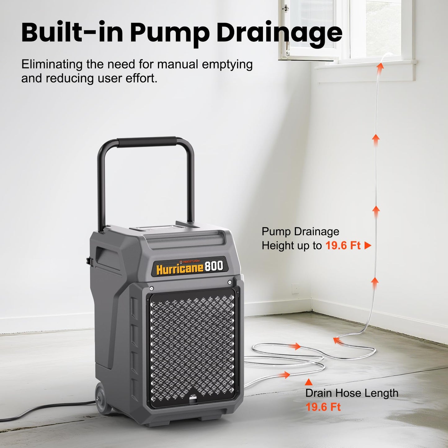 Abestorm 170 Pints Commercial Dehumidifiers with Pump & Drain Hose, Portable Industrial Dehumidifier for Water Damage Restoration, Basements, Warehouses - Covers Up to 2,100 Sq.Ft - 5-Year Warranty
