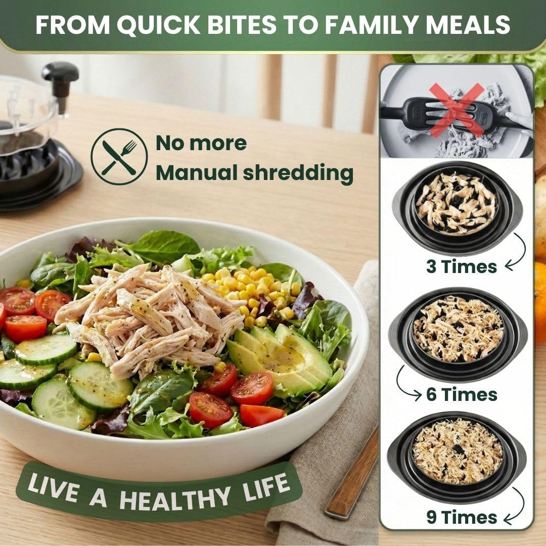 MakeMePro Chicken Shredder Tool Twist For Kitchen 10" | Manual Meat Shredder for Pulled Pork, Beef & Chicken Breast | BPA Free, Ergonomic Handle, Non-Slip Base | Desmenuzador de Pollo