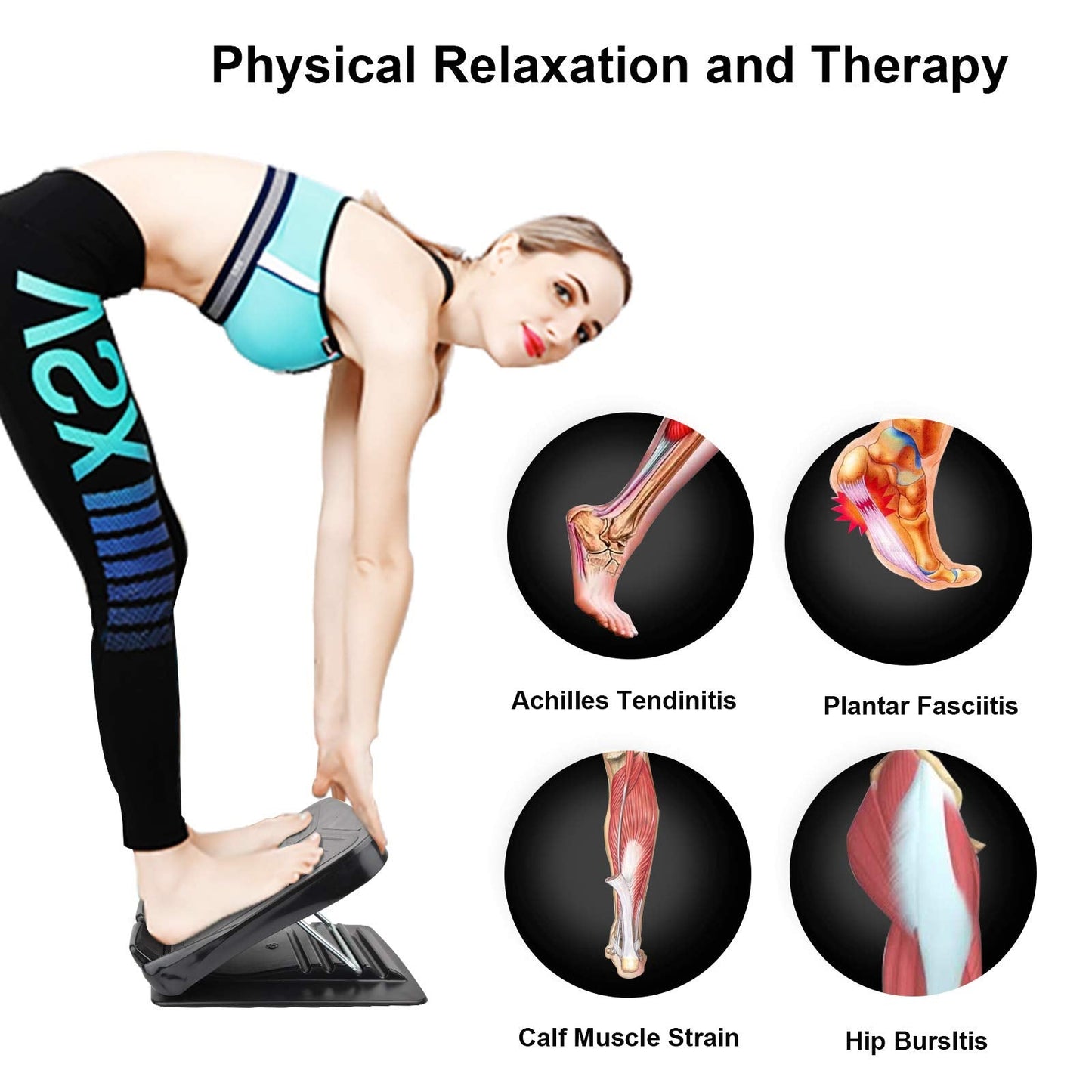 Slant Board, Calf Stretcher Ankle and Foot Incline Board for Stretching Tight Calves or Plantar Fasciitis Adjustable 4 Level (330 lb Capacity), Strength Training Equipment Leg Machines
