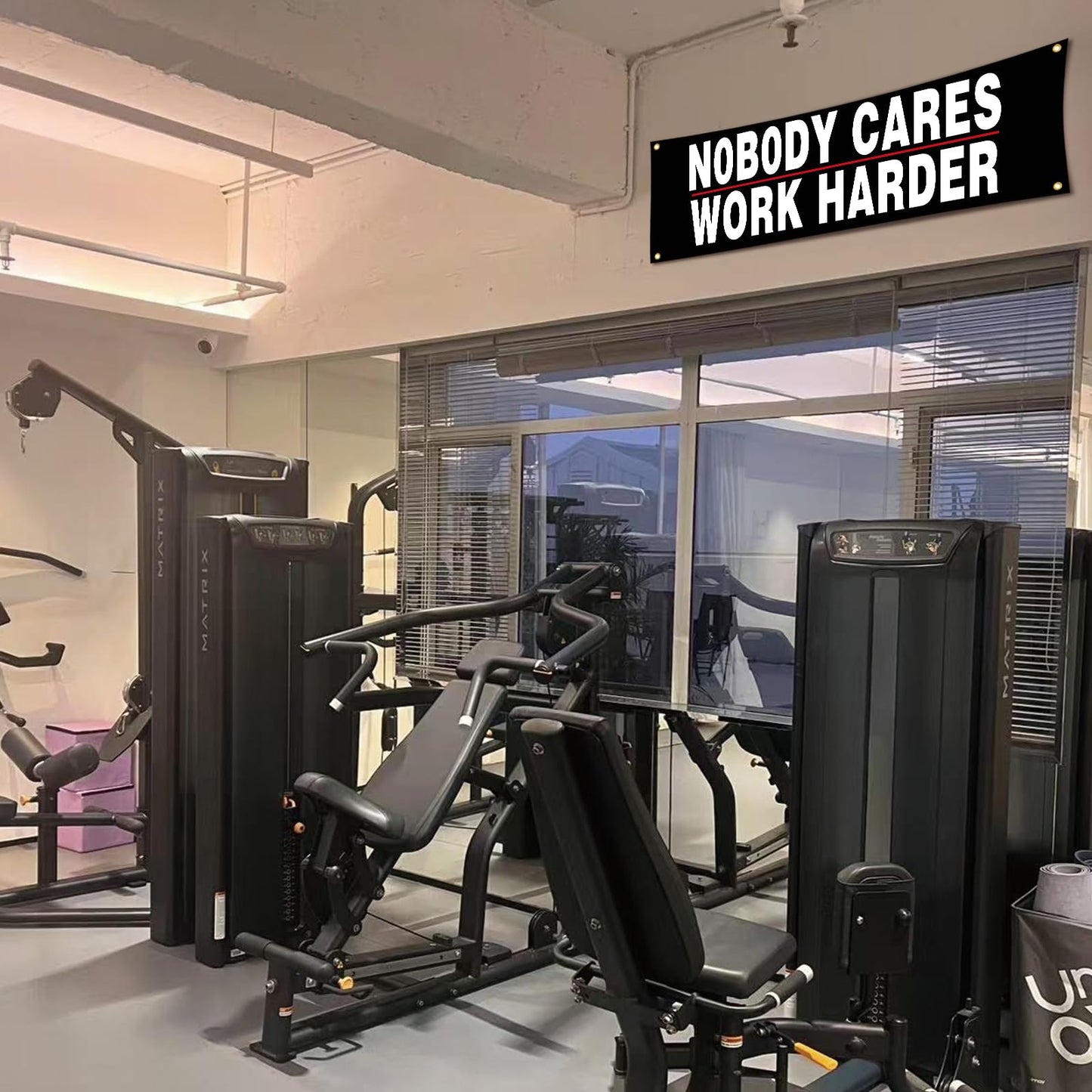Lyeedoom NOBODY CARES|WORK HARDER Motivational Gym Banner - Fitness Wall Art for Home Gym, Office & Dorm - Exercise Encouragement Tapestry with Inspirational Quotes for Men & Women