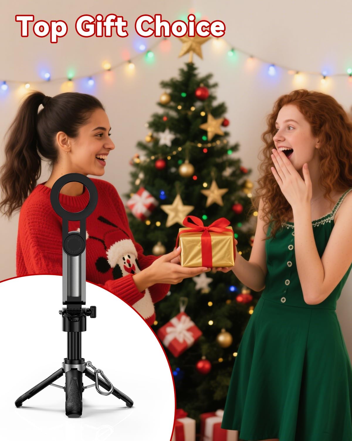 CloudValley 4-in-1 360 Magnetic Mini Selfie Stick Tripod, Pocket Size Phone Tripod with Rotation, Choice Rechargeable
