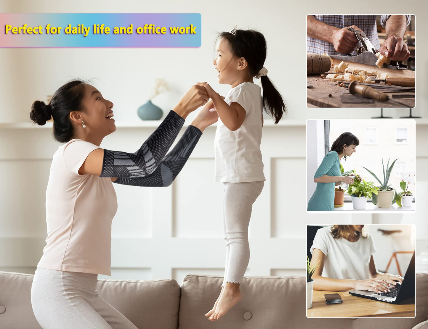 THX4COPPER Arm Compression Sleeve(2Pack)-Elastic Compression Arm Brace for Tendonitis, Golf, Tennis Elbow, Fitness, Pain Relief-Aid in Recovery for Women and Men- Supportive Comfortable Breathable