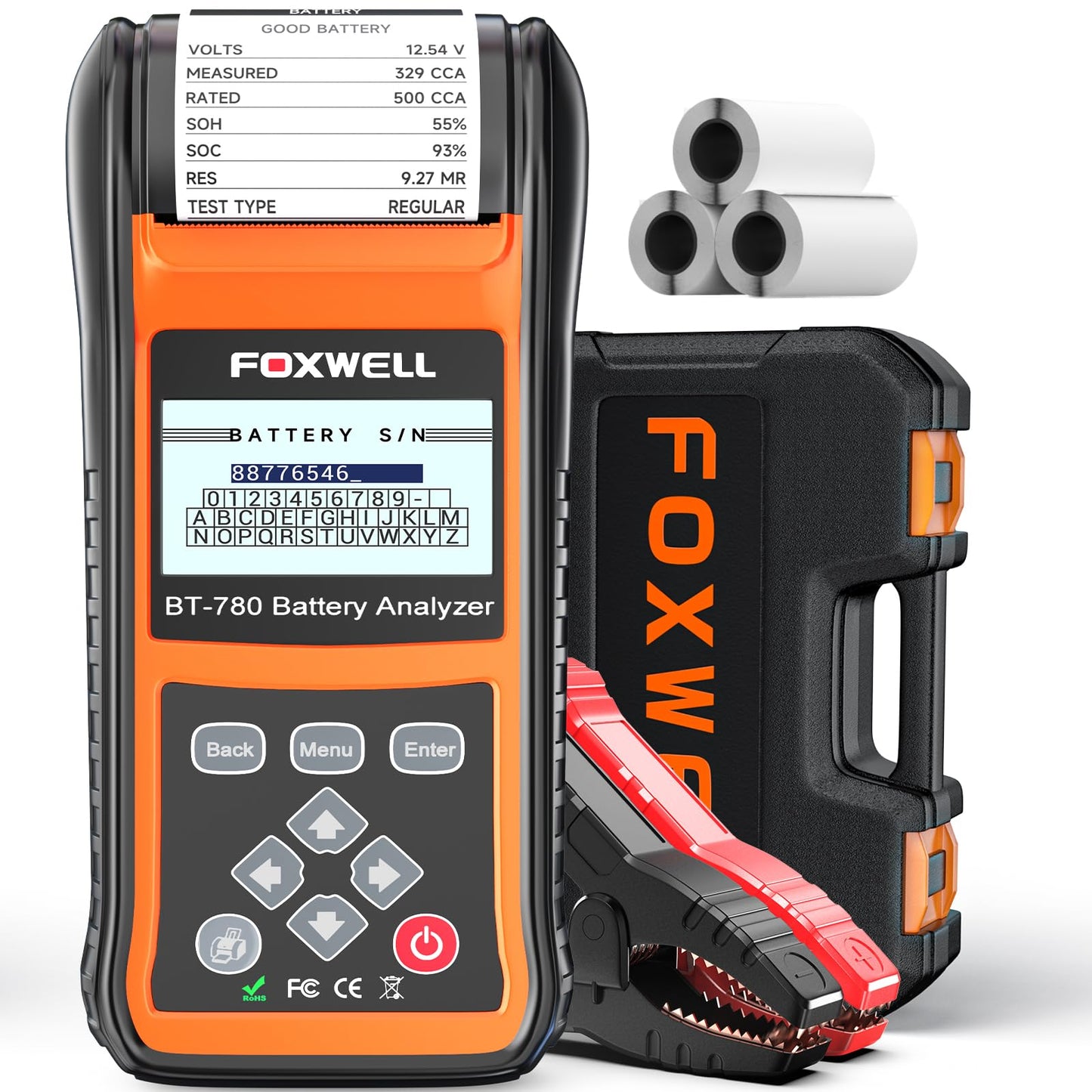 FOXWELL BT780 24V 12V 6V Car Battery Tester with Bilt-in Printer, Professional Battery Load Tester, 100-2000CCA Automotive Cranking Charging Alternator Tester for Car Truck Marine ATV, Upgraded BT705