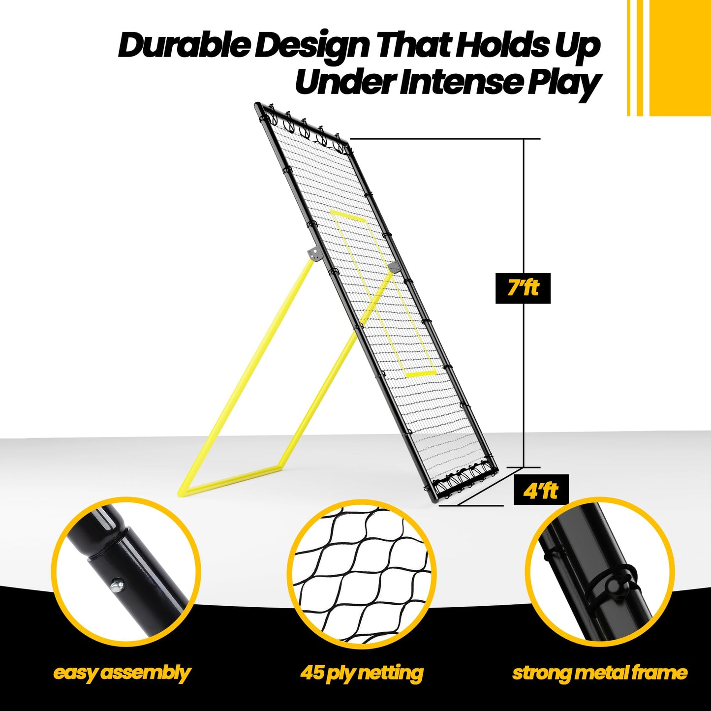 Apex Sports Adjustable Volleyball Rebounder Net 7x4 ft – Bounce Back Training Equipment with Angle Customization for Practicing Volleying, Bumping, Spiking – Durable & Portable with Travel Bag (AP004)