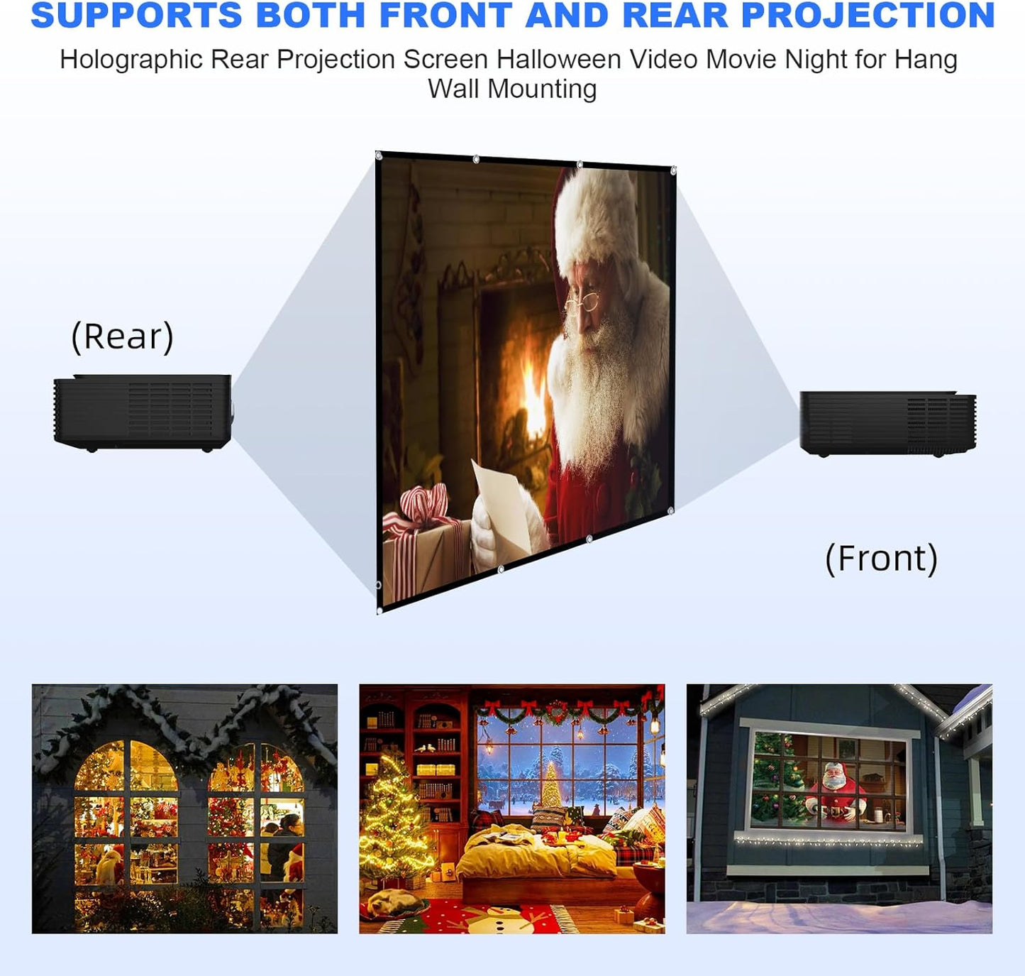 Ximaoy 72 inchPortable 16:9 Projector Screen Movie Projector Screen HD Indoor Outdoor Double Sided Rear Projection