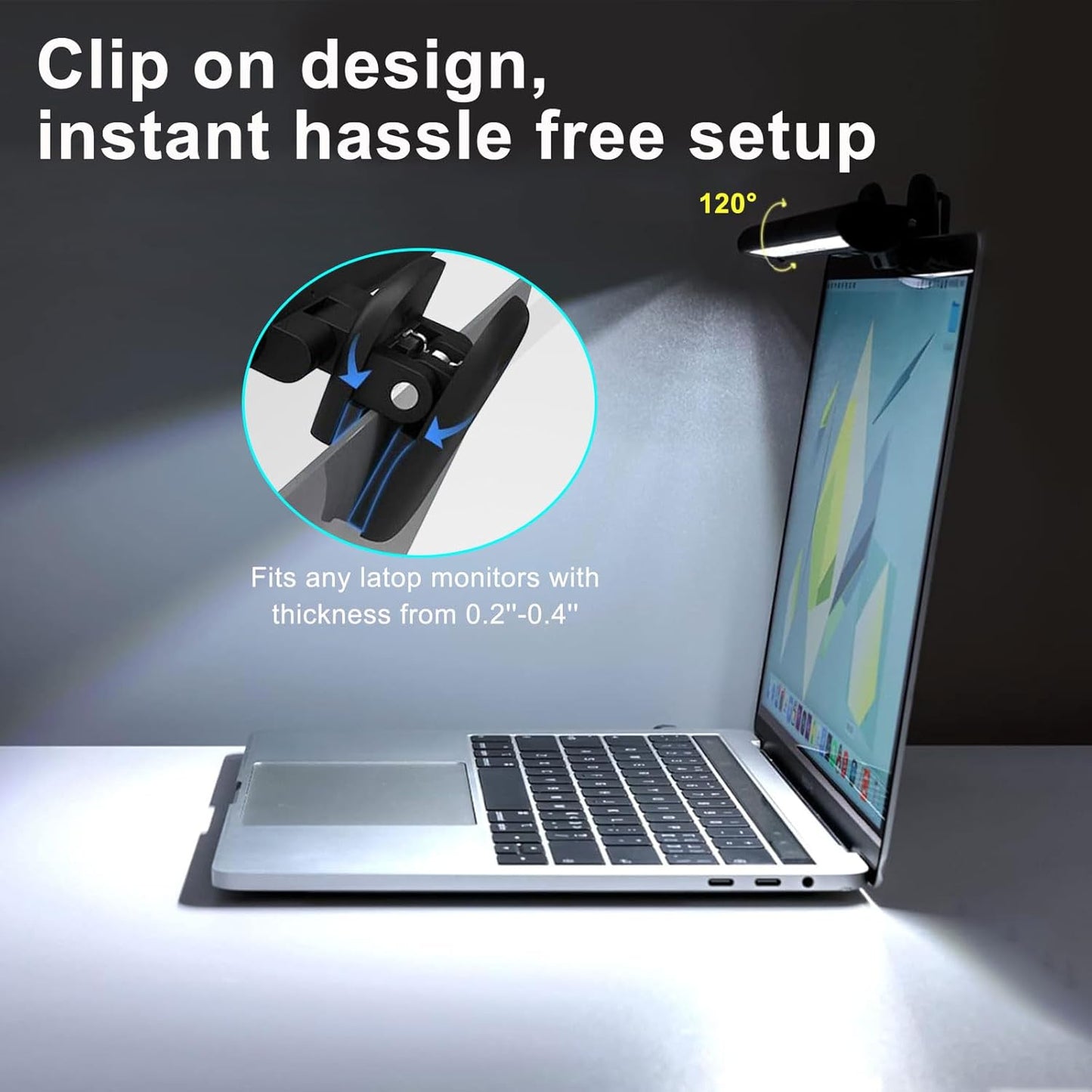 Wodgreat Laptop Monitor Lamp, LED Screen Light Bar, Adjustable Brightness & Color Temperature, Eye-Care Tablet Lamp