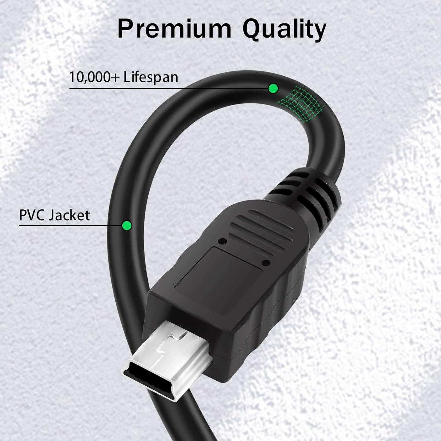 2 5-Pin PS3 MP3 Kxable USB C to Mini USB Cable Feet, USB C to Mini Charging & Sync Data Cord, Compatible with Texas