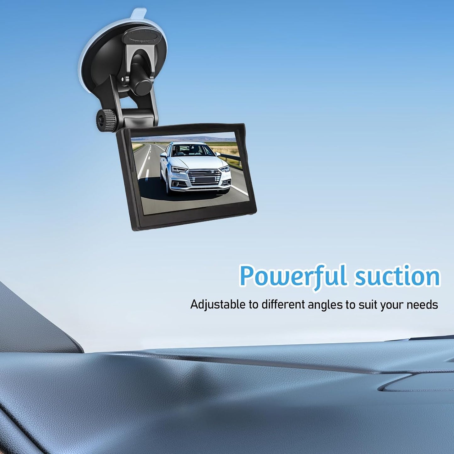 Exircy Upgraded Windshield Backup Camera Mount for Car, Black Car Camera Suction Mount Portable Cars Monitor Mounts