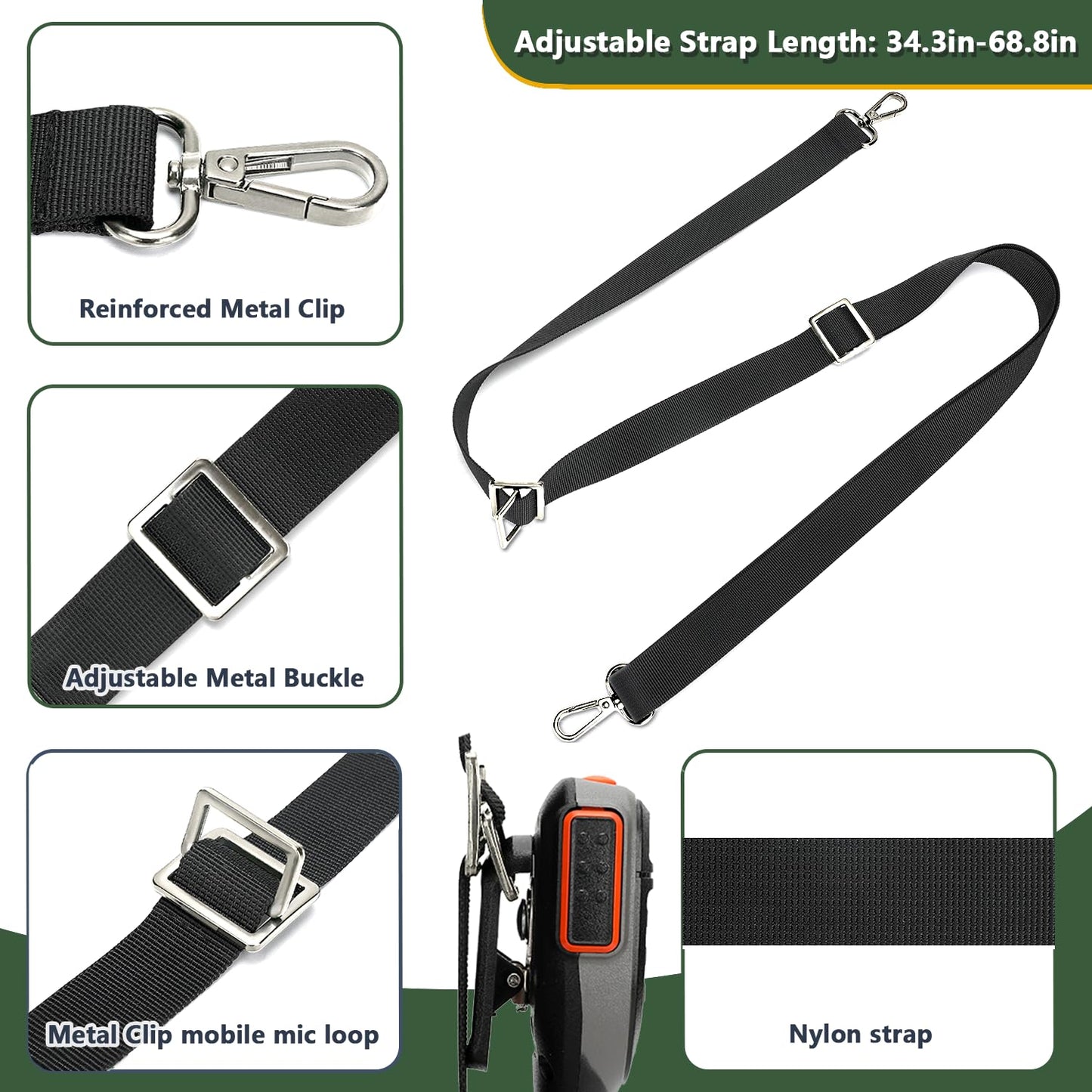 Radio Holster for Firefighter Bundle Set, Includes Radio Strap and Moveable Mic Holder, Duty Belt Holder, Anti-Sway Strap for EMS EMT Firefighters Polices