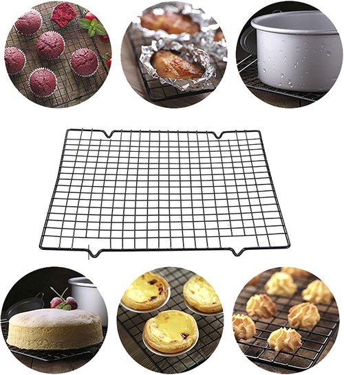Line Roasting Cooling Racks - High Strength Stainless Steel Grill Racks for Baking & BBQ | 10.6" x 9.8" (2 Pcs)