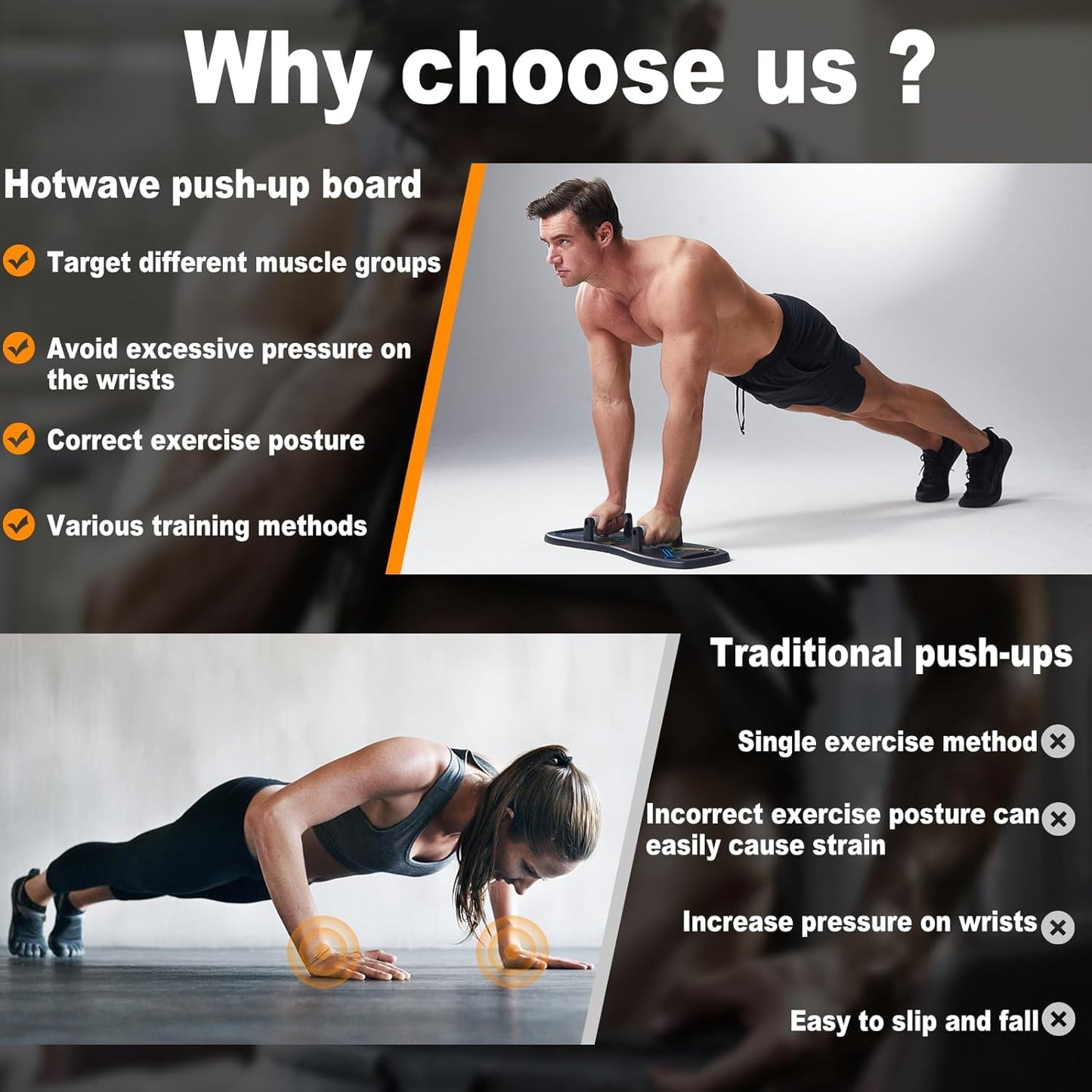 HOTWAVE Push Up Board, Portable Pushup Board for Men, Foldable Push-up Board, Multifunctional Push Up Board-20 in 1 at Home Gym, Pushup Handles for Chest Muscle Exercise Strength Training Equipment