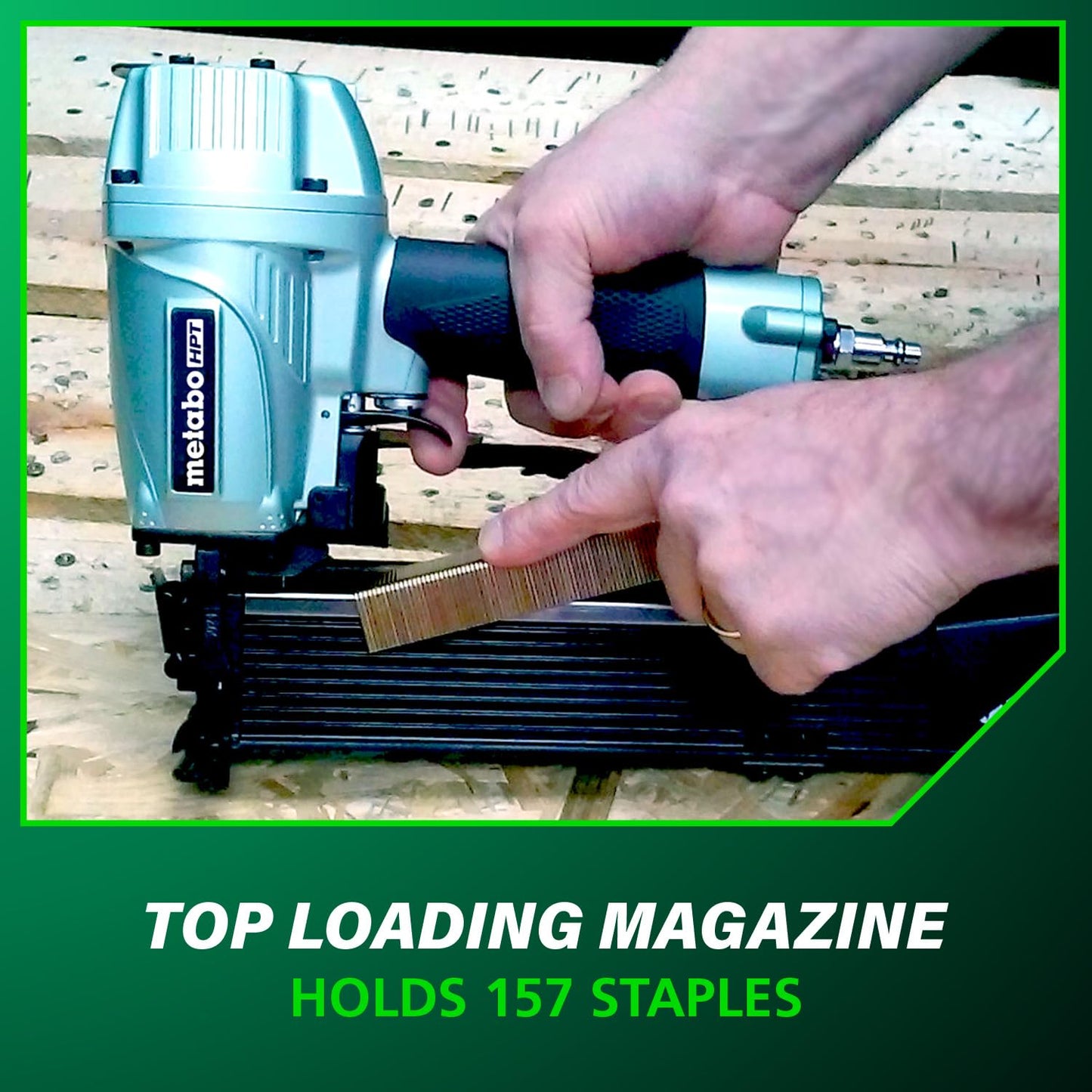 Metabo HPT Wide Crown Stapler, Pro-Preferred Pneumatic Power Nailers, Lathing Tool for Sheathing & Insulation, Quick Response, 16 Gauge, Up to 150 1" Wide Crown Staples, Length 1" to 2", N5024A2