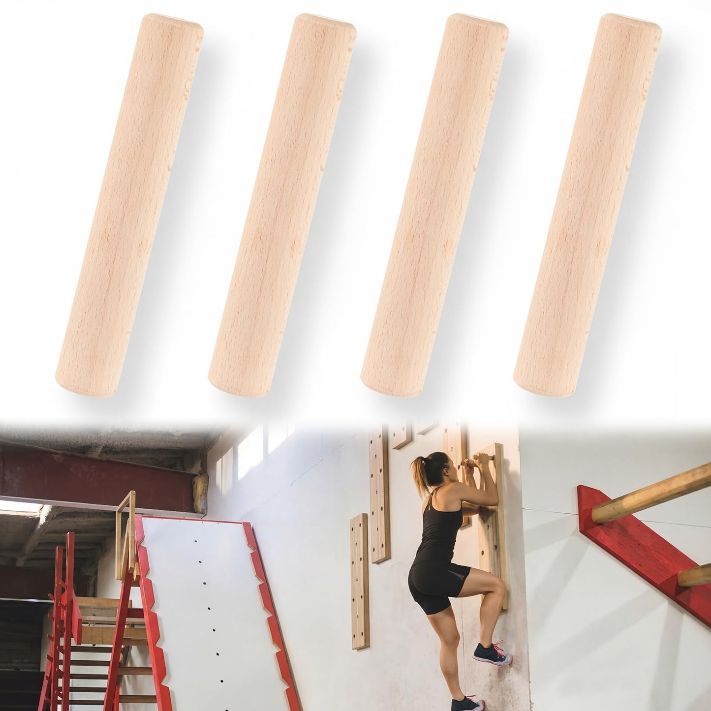 Qunclay 4 Pcs Climbing Hard Wood Pegs for Peg Boards, 6.5" in Length Oak Peg Board Climbing Holds for Body Building, Grip/core Strength and Endurance Training