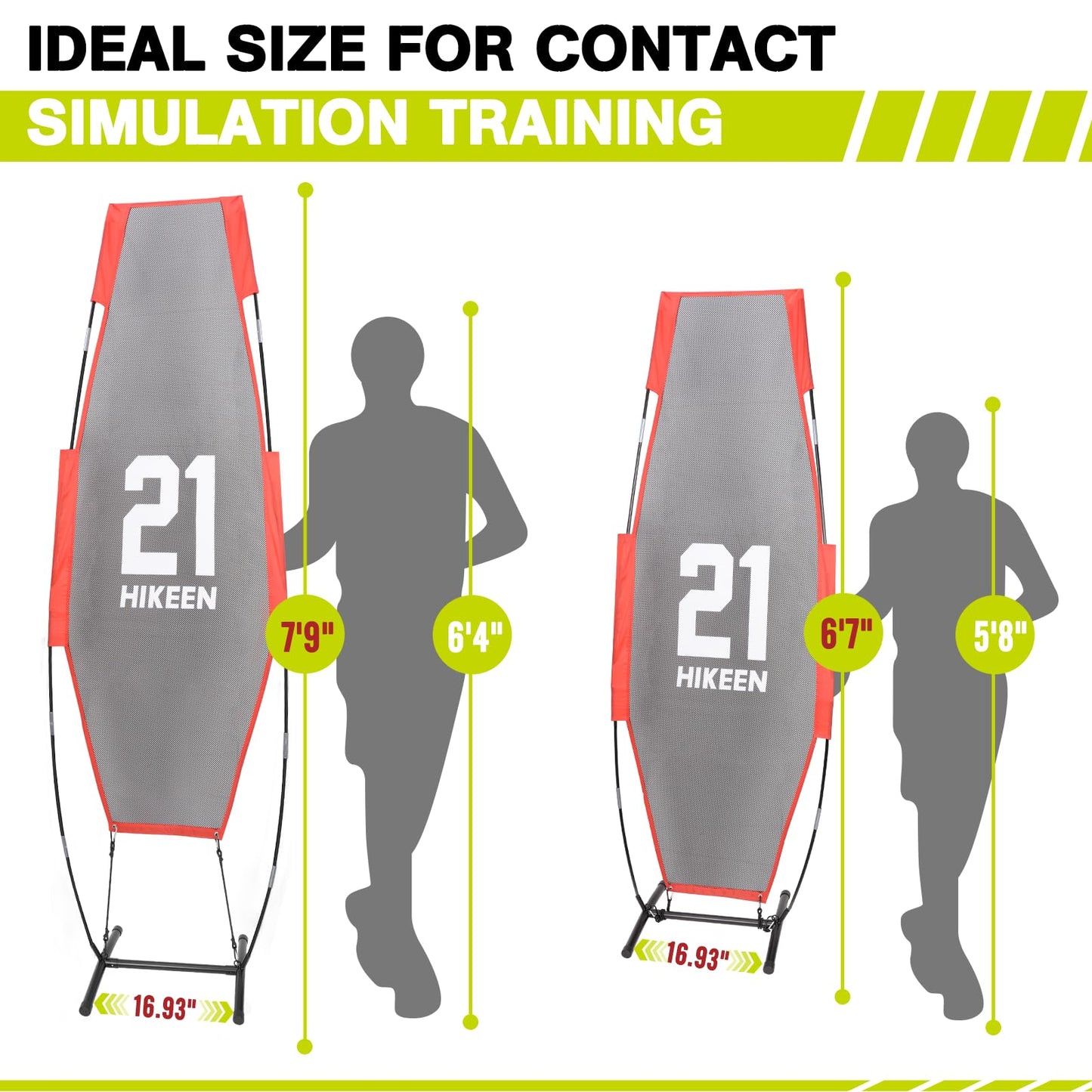 Hikeen Basketball Defender Dummy, Training Equipment for Practice Basketball Dribbling, Shooting, Passing - 2 Sizes Folding Poles, 4 Reinforced Base Sandbags