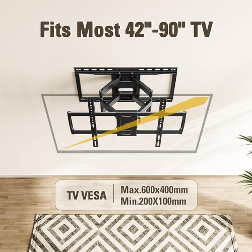 Mounting Dream Full Motion TV Wall Mount - Heavy Duty Bracket for 42-90 Inch TVs | Max VESA 600x400mm, 132LBS Capacity