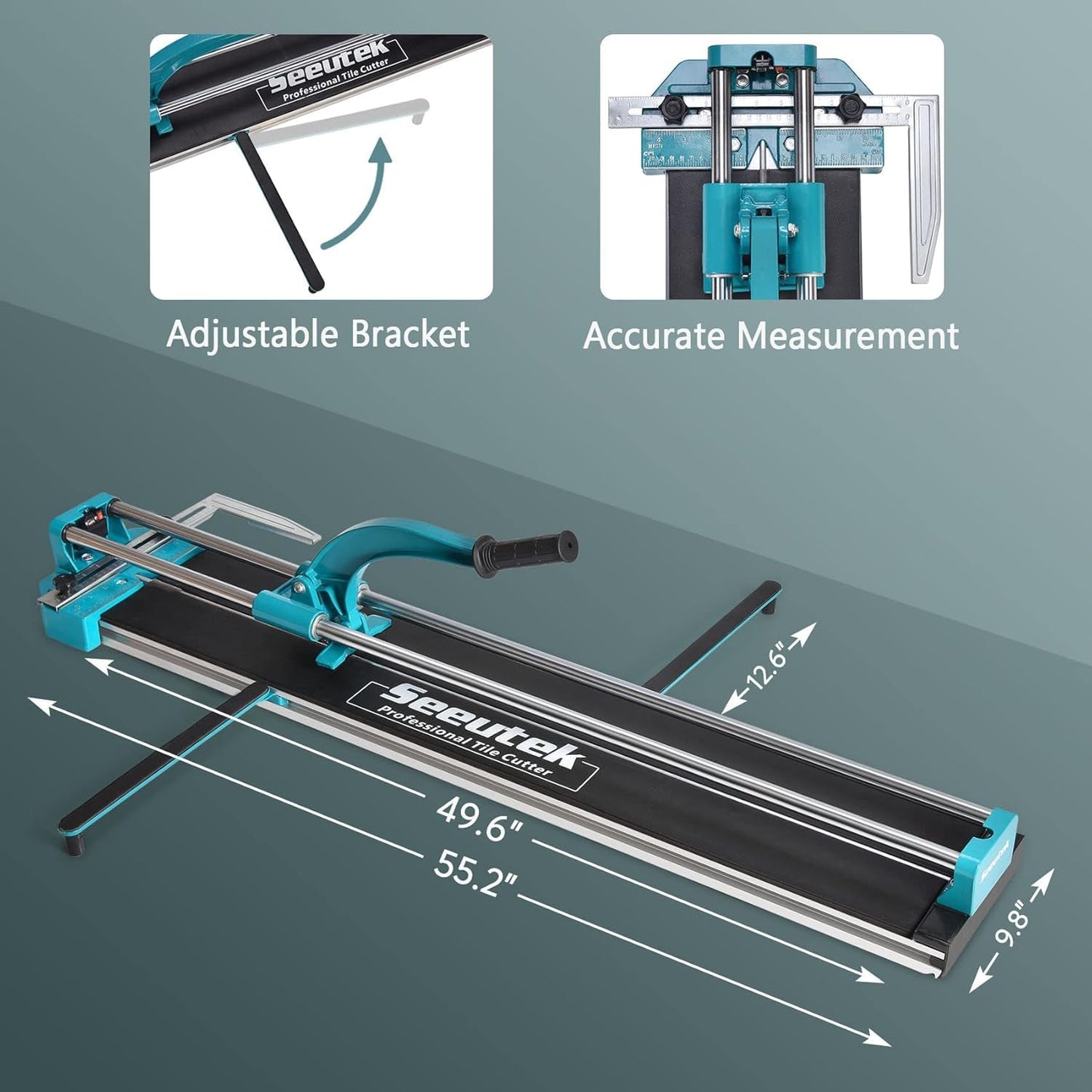 Seeutek Tile Cutter, 48 inch Professional Manual Porcelain Ceramic Tile Cutter, Double Rails Design Tile Cutter Tool, with Extra Tungsten Cutting Wheel and Laser Positioning