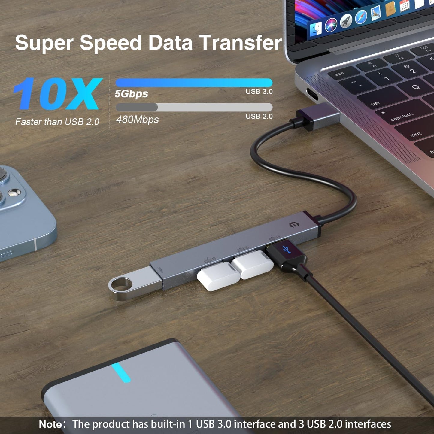 TOTU 4 3.0 2.0 3 5Gbps Docking Station, USB A Hub, Ports USB A + USB A * Docking Station - Data Transfer, Compatible