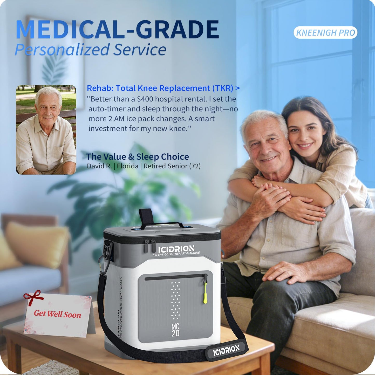 Ice Machine for Knee After Surgery, Programmable Cold Therapy Machine w/Temp Disp, 12H Knee Ice Machine Pain Relief, 12QT/Ultra-Quiet,Cryotherapy for Knee Replacement Shoulder Hip