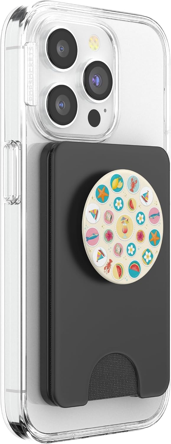 Beachy Summer Lobster Sardine Fish Coastal Collage PopSockets PopWallet for MagSafe