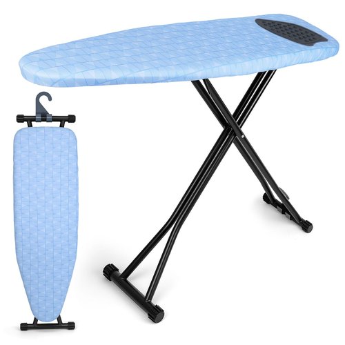 Ironing Board with Silicon Iron Mat Heavy Metal Frame Legs Iron Stand for Home, Laundry Room, Foldable Compact Ironing Board Wall Mount Hanger, Height Adjustable, 13x43in
