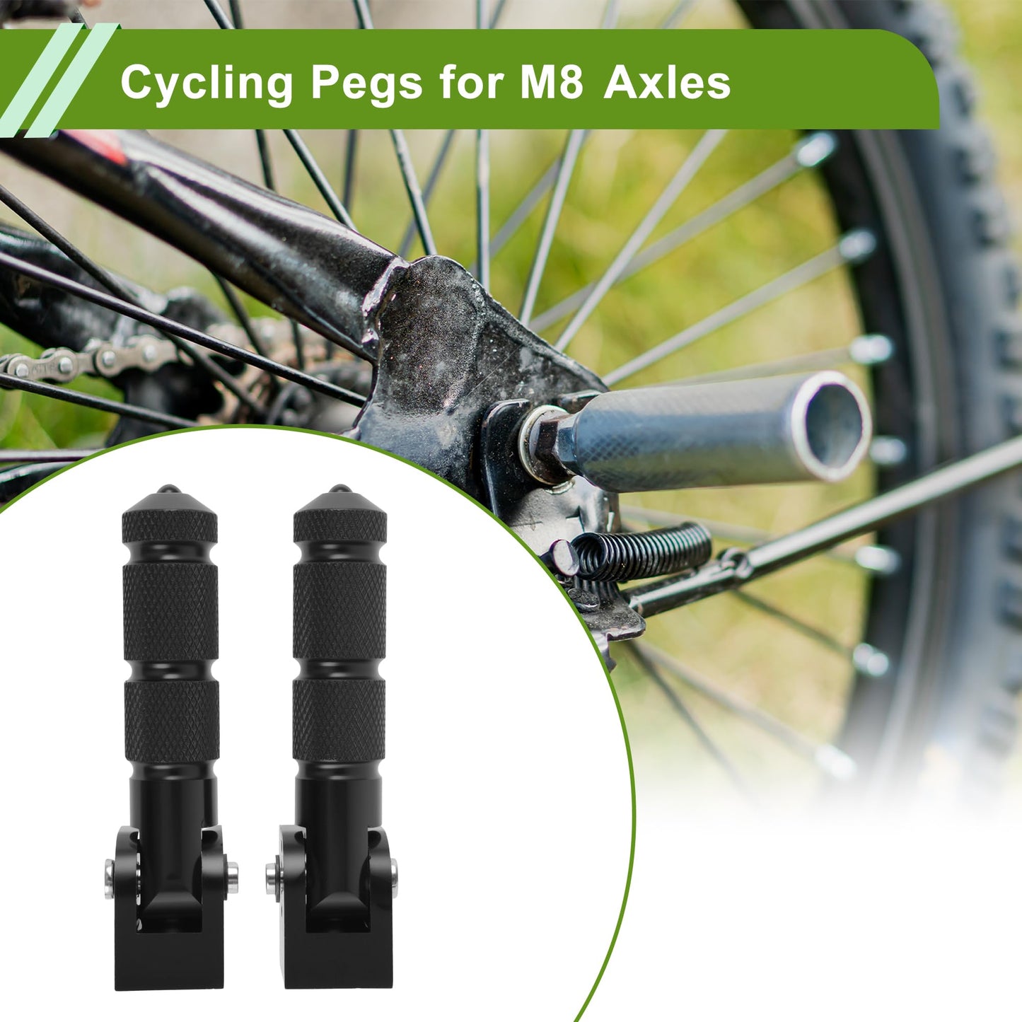 PARSLUCK 1 Pair Aluminum Alloy Anti-Skid Bike Pegs 4.9″ Length Diamond Pattern Bicycle Backseats Stands Cycling Foot Pegs M8 Axles Black