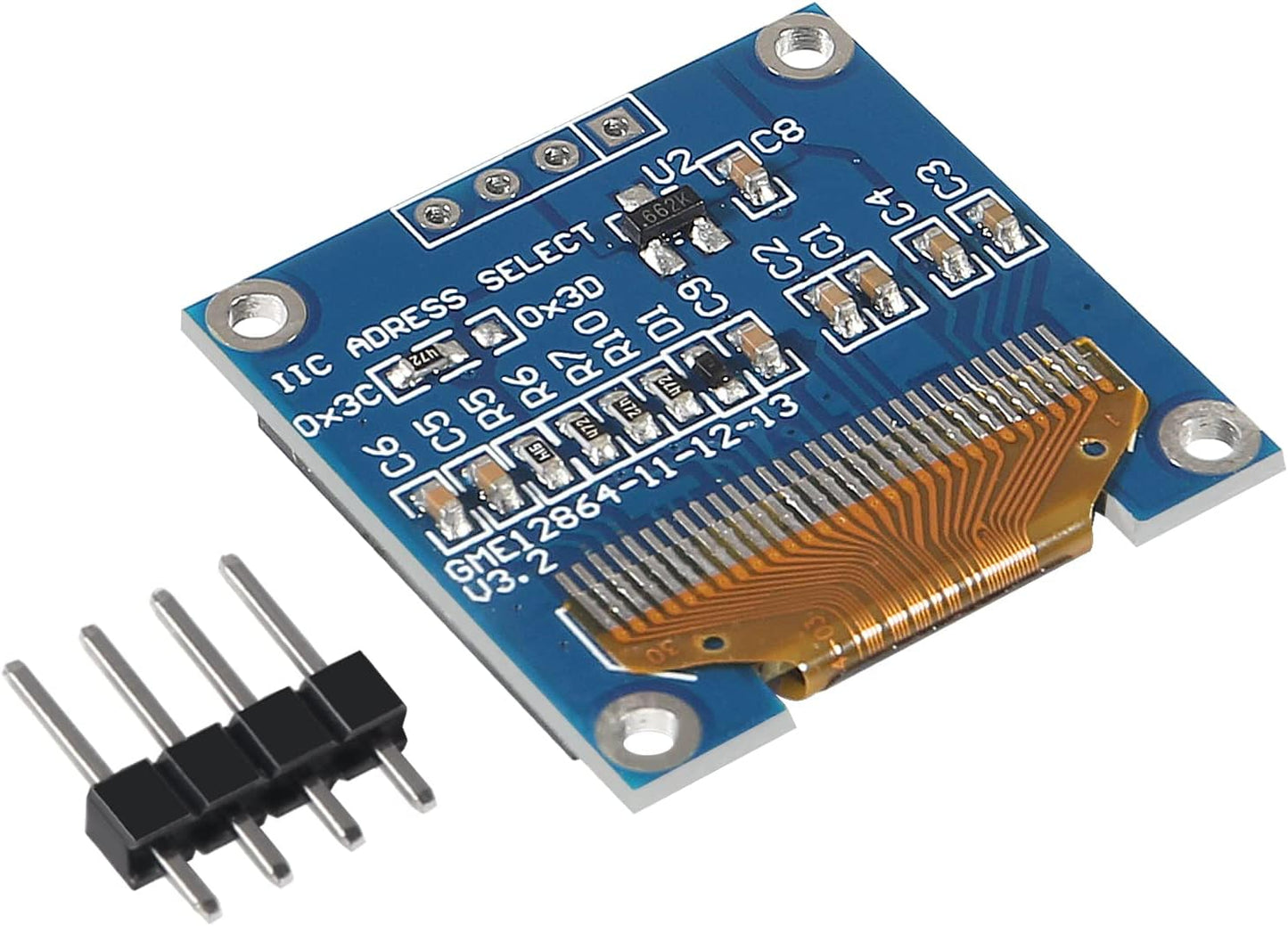 AITRIP 10 0.96 inch 12864 128X64 I2C SSD1306 4 PCS OLED LCD Display Board Module IIC Driver Pins Compatibile