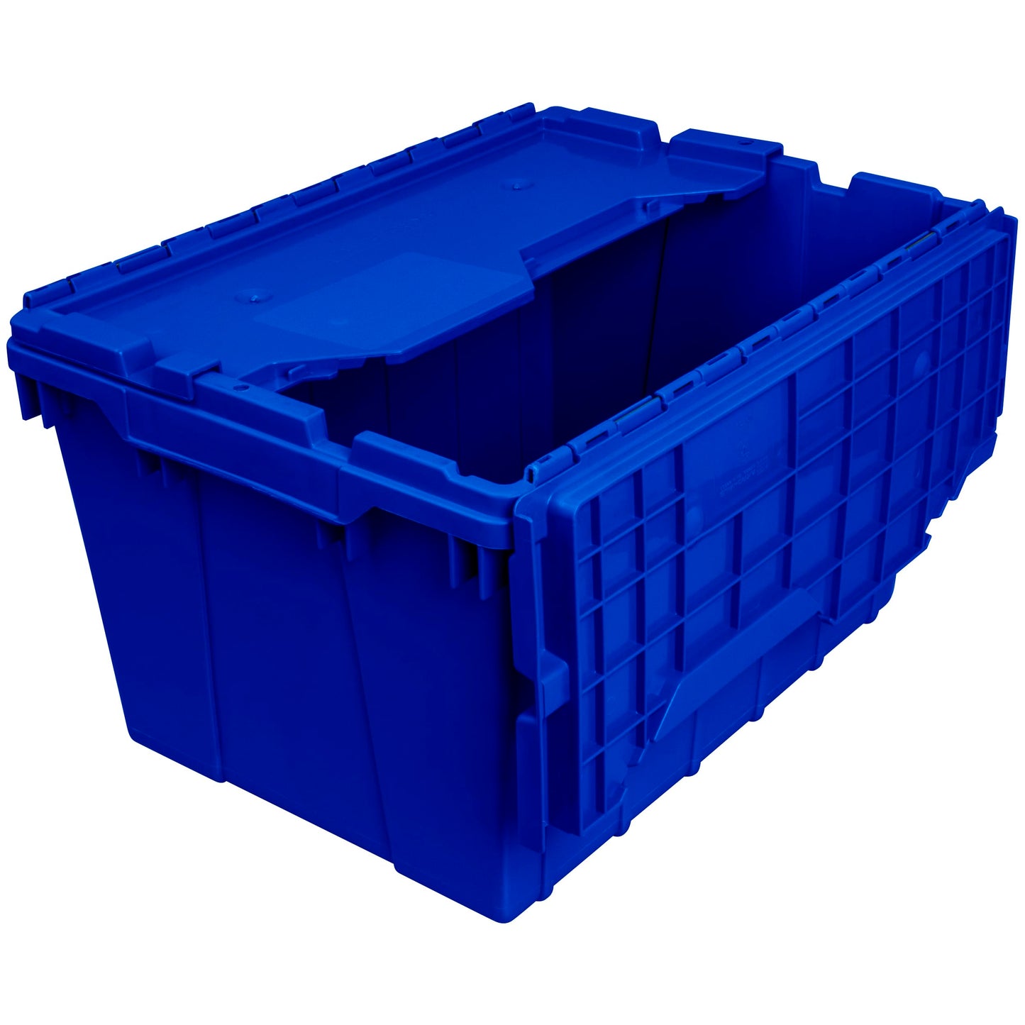 Akro-Mils 39120 Industrial Lidded Plastic Storage Container, Nesting and Stackable Plastic Storage Box with Lid Attached, Organization Tote for Garage and Warehouse, 21.5"x15.25"x12.5", Blue (6-Pack)
