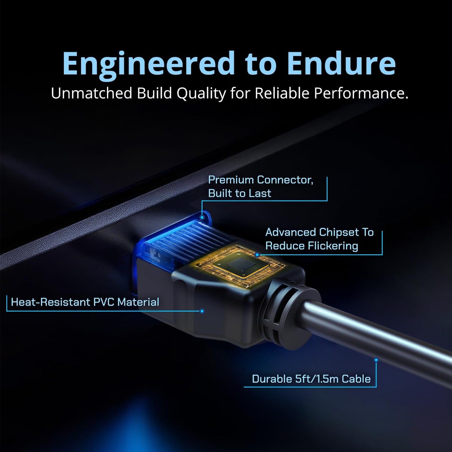 5ft 1.4 1920x1080 144Hz 100Hz 60Hz 1.5m Kado HDMI Cable, High Speed HDMI with Ethernet FHD HDCP, Male-to-Male Length