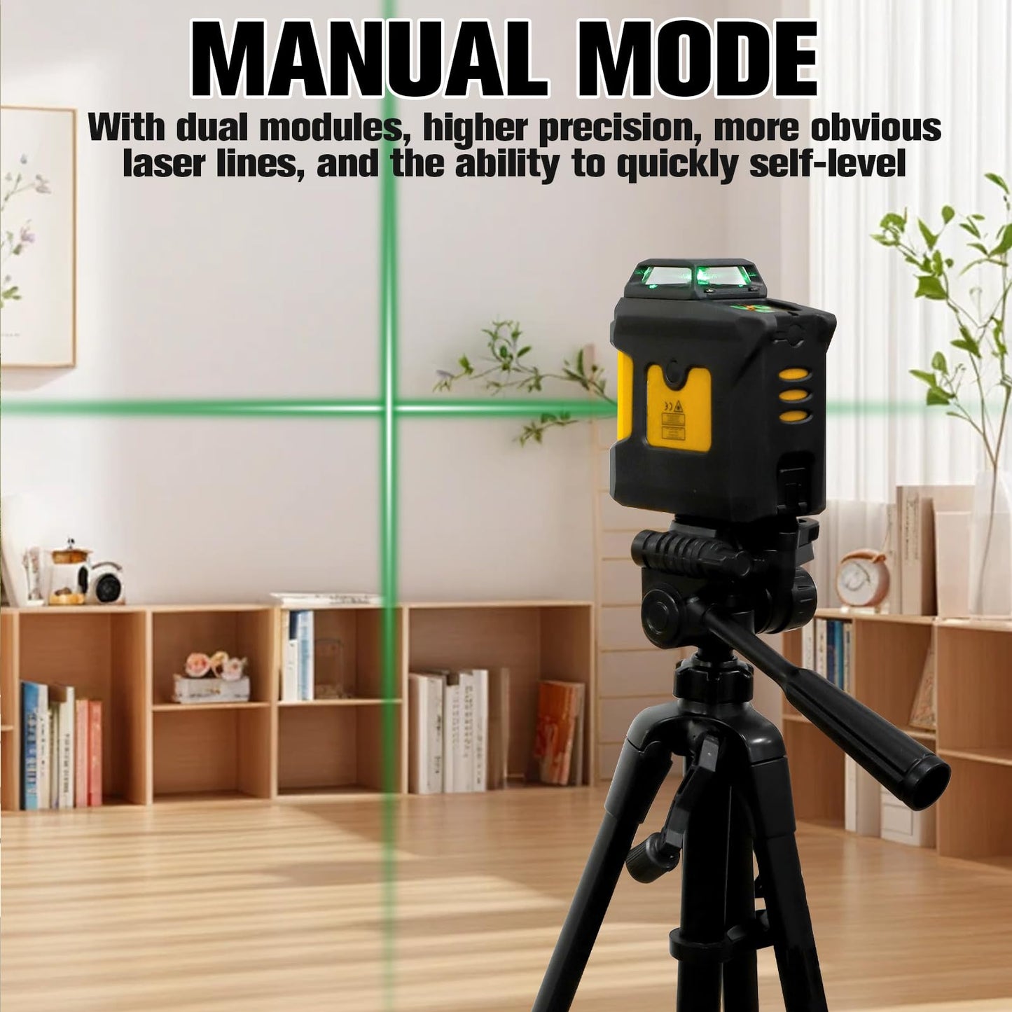 LAISAI 360 ° laser level, 150FT self leveling crosshair laser - used for homes and buildings, orange self leveling crosshair laser, L-shaped bracket, 4 AA batteries included