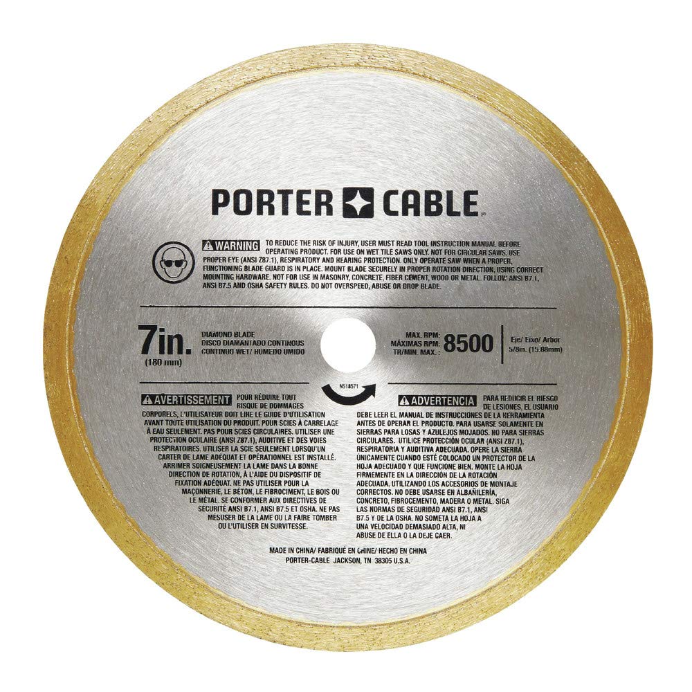 PORTER-CABLE Tile Saw, Wet Saw with 7-inch Cutting Capacity and On-Board Cutting Guide (PCE980)