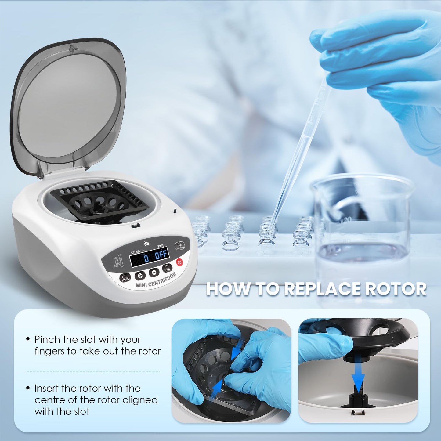 Mxmoonant Mini Centrifuge Machine, 12000RPM Lab Benchtop PCR Centrifuges High Speed Electric Desktop Centrifuge for 0.2/0.5/1.5/2/5ml with Tubes
