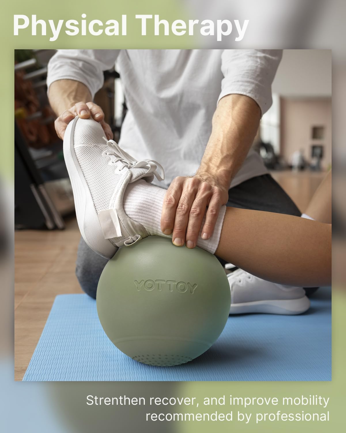 YOTTOY Small Exercise Ball，9-inch Pilates Ball with Anti-Burst Technology for Stability, Ideal for Yoga, Pilates, Physical Therapy & Home Workouts (Green)
