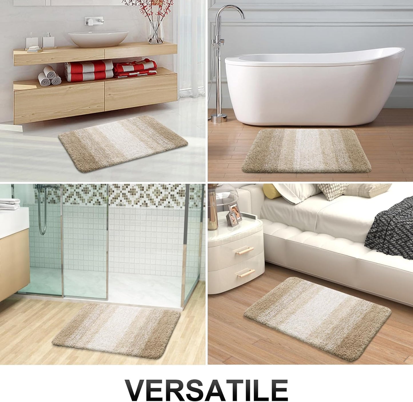 OLANLY Bathroom Rugs - Extra Soft Microfiber Mat | Quick Dry, Machine Washable, 36x24, Tan