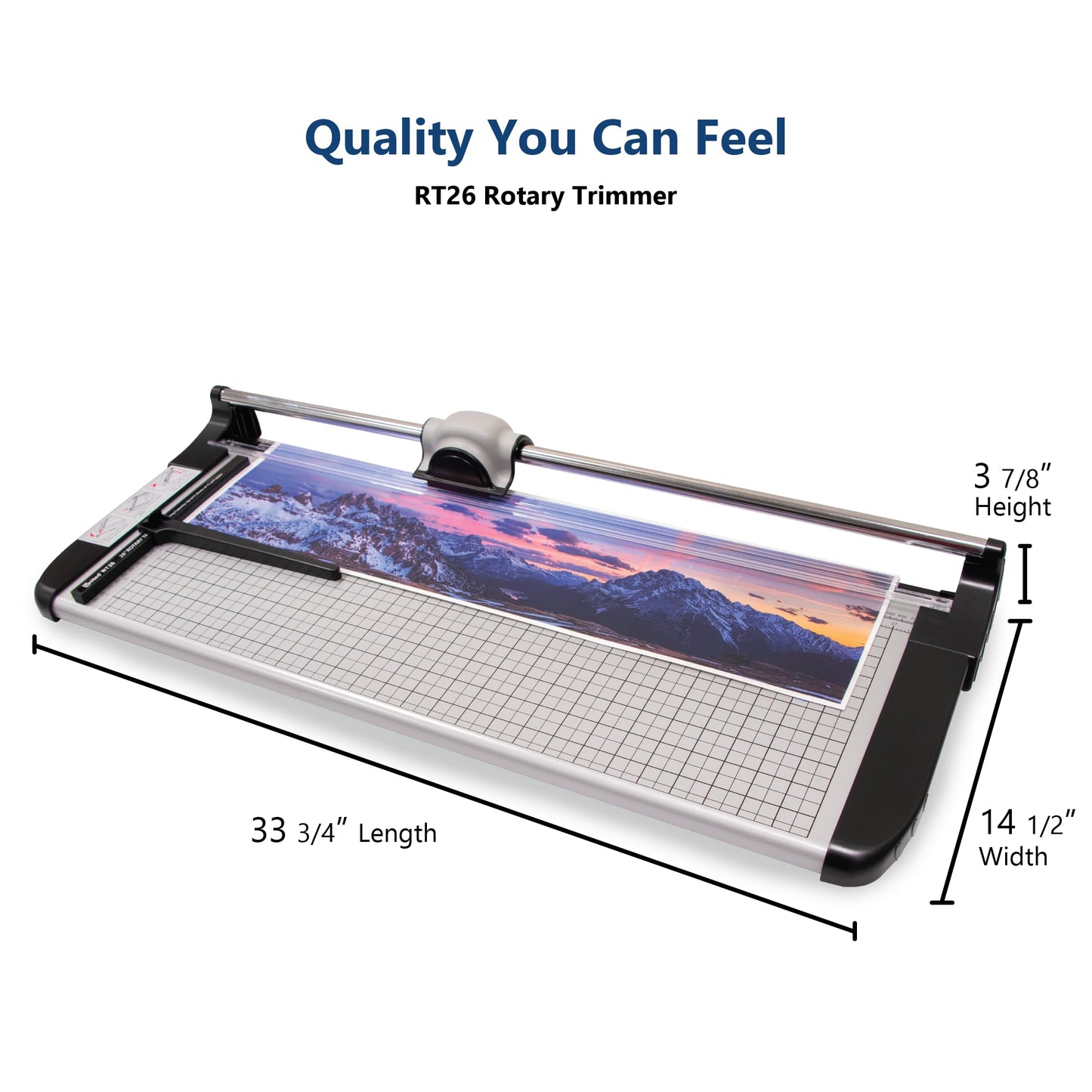 United Office Products RT26 Commercial Rotary Paper Trimmer, Sturdy Metal Base, 26" Cut Length, 15 Sheet Capacity, Paper Cutter for Offices, Schools and Crafts