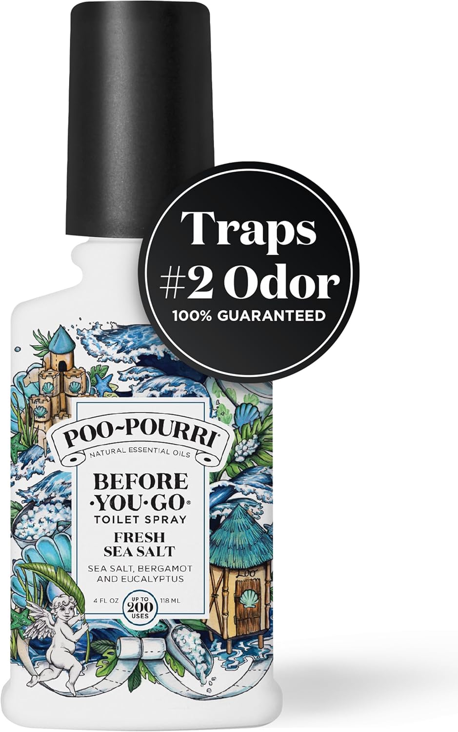 Poo-Pourri Toilet Spray - Fresh Sea Salt Scent | Plant-Based Odor Deodorizer, 4 Fl Oz, Up to 200 Uses