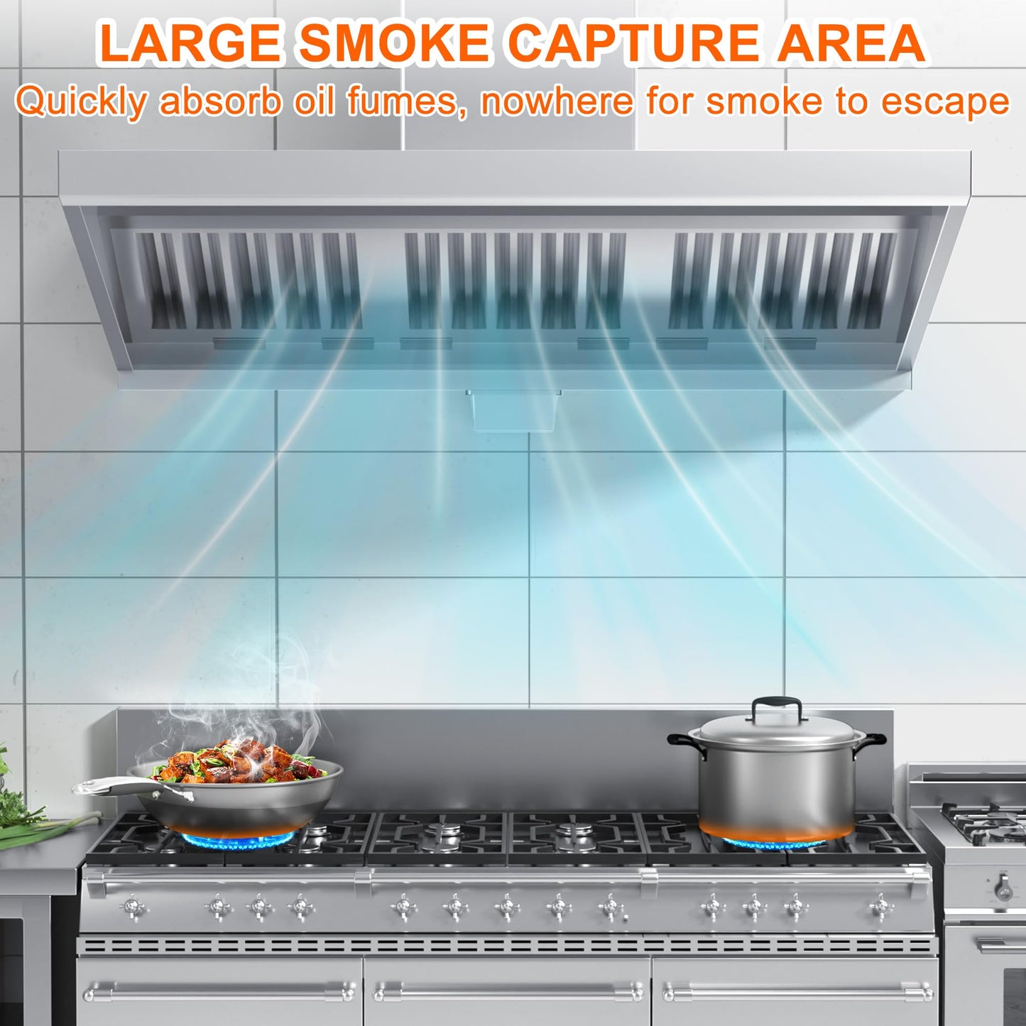 Commercial Exhaust Hood 7 FT Stainless Steel Concession Trailer Hood(No Motor) for Commercial Kitchen