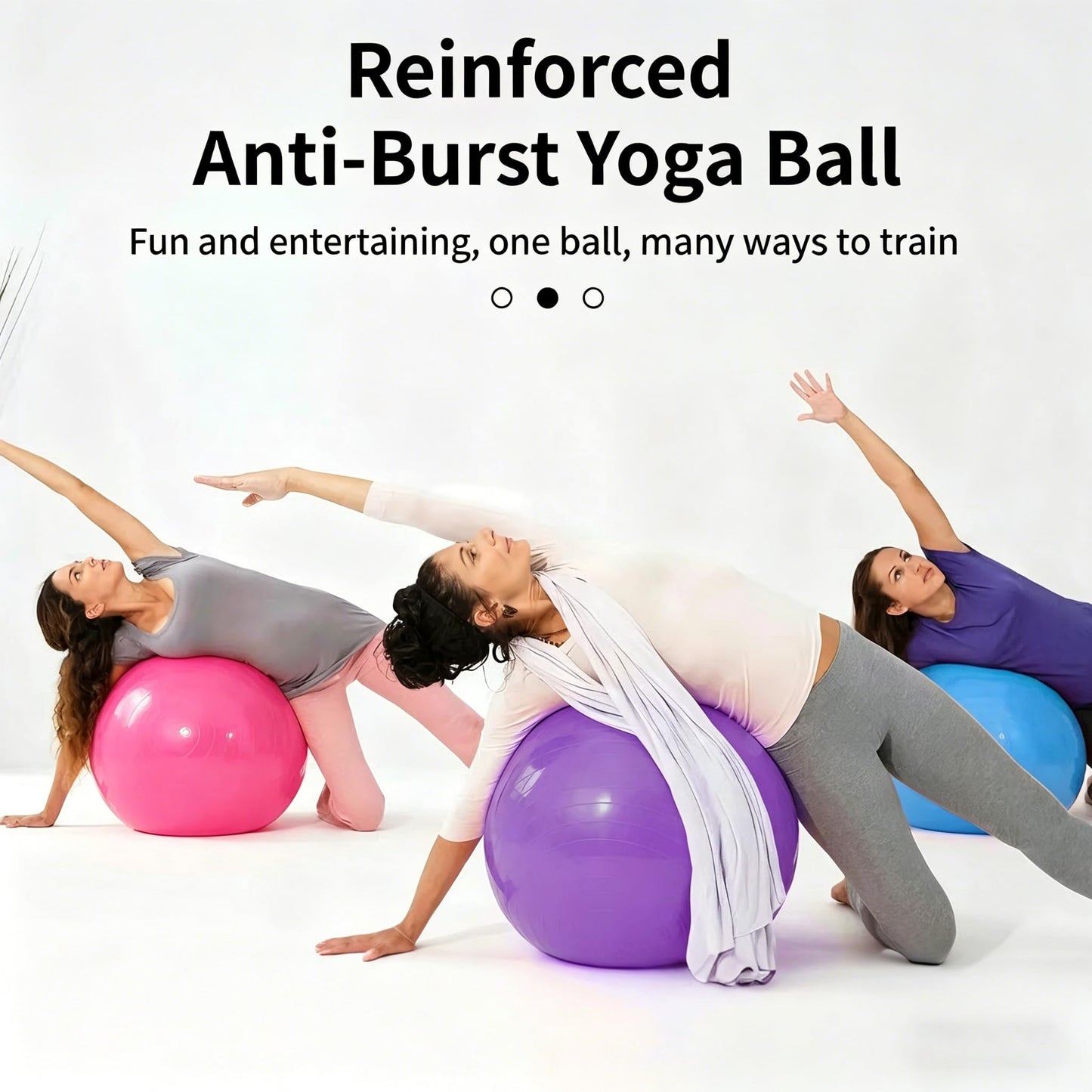 WIFOCU 5 Pcs 26 Inch Anti-Burst Yoga Exercise Ball, Anti-Slip Heavy Duty Gym Ball for Fitness, Core, Balance, Prenatal Workout, Office Chair with Quick Pump