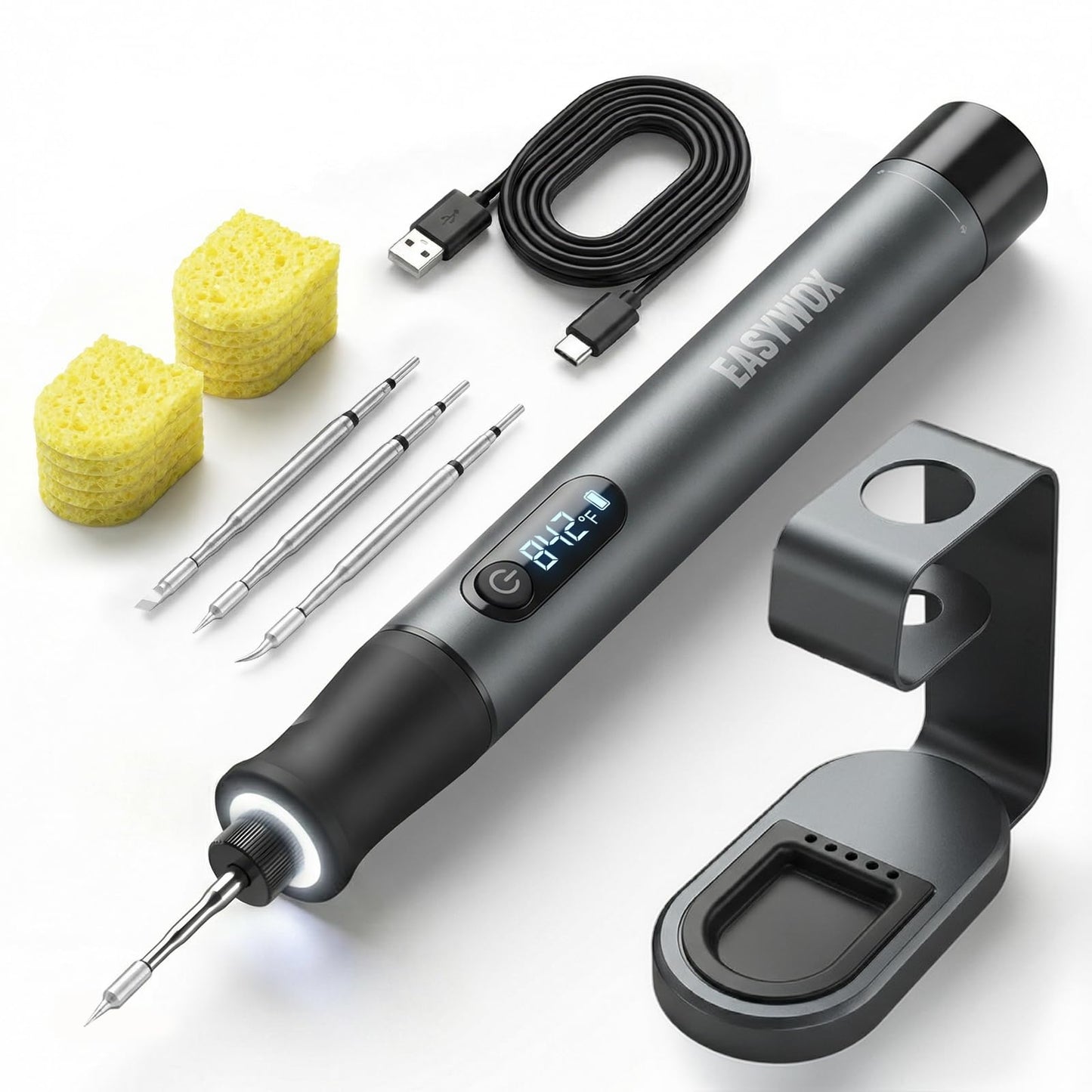 Manual Wire Stripping Machine & Cordless Soldering Iron Kit, Drill Powered Wire Stripper with 6 Channels 5 Blades for Scrap Copper Recycling, Rechargeable Soldering Pen 7S Fast Heating with LED Light