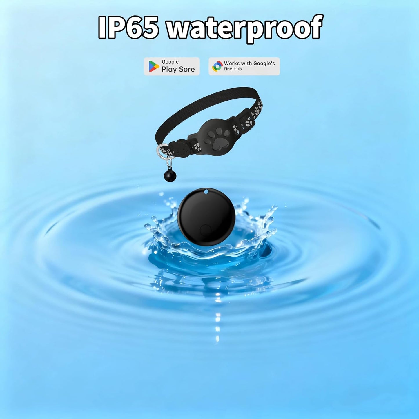 Waterproof GPS Collar for Cats - Pet Tracker Compatible with Google Find My (Android Only), No Monthly Fee. Advanced