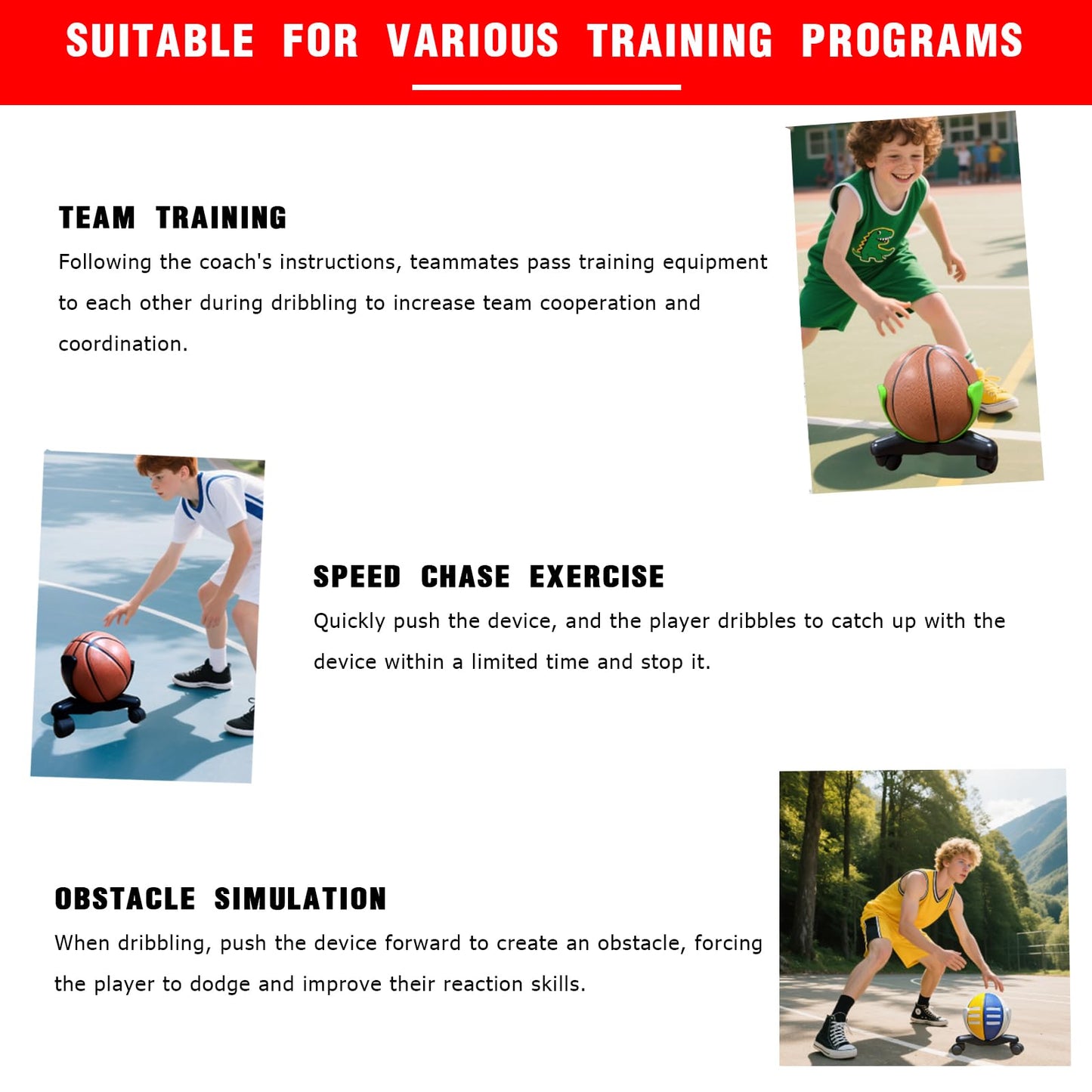 bibahala Sideways Low-Center Dribbling Sliding Clamps Basketball Training Equipment Improve Skills Agility Coordination Training Kit Suitable for Basketballs of Size 5, 6, and 7