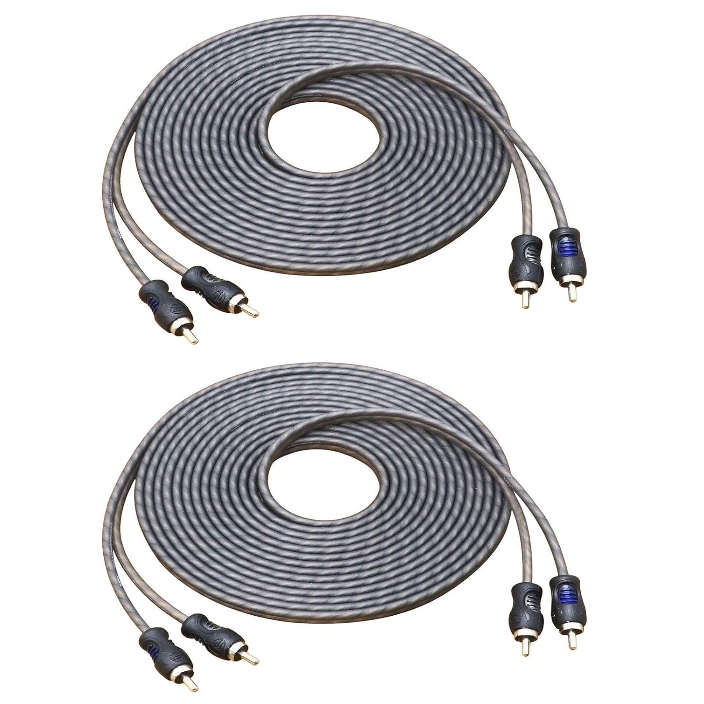 RCI217-2 99.99% 17ft 2-Channel 2 Pack RECOIL Oxygen Free Copper RCA Audio Cable Twisted Pair with Noise Reduction