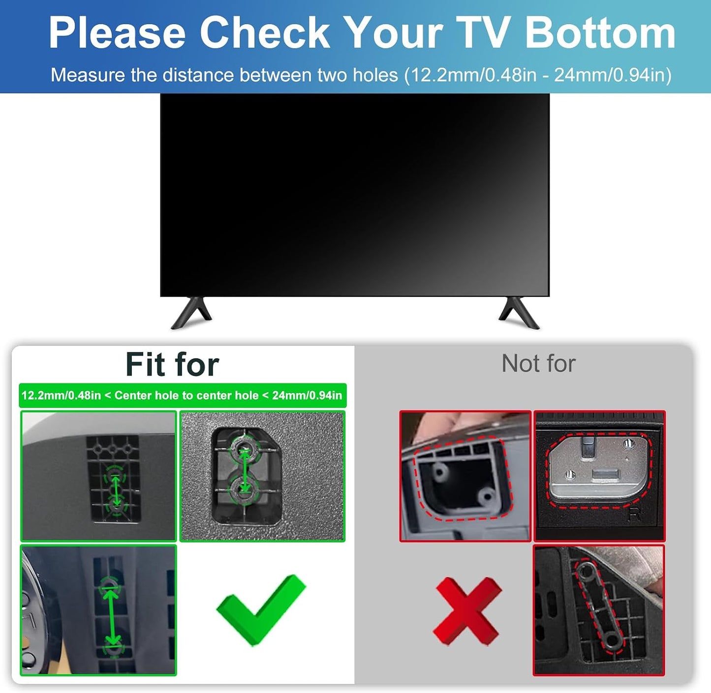 Yaotieci TV Legs for Onn Roku TV Stand Legs, Base Stand Only for Onn Roku, Please Measure The Distance Between The