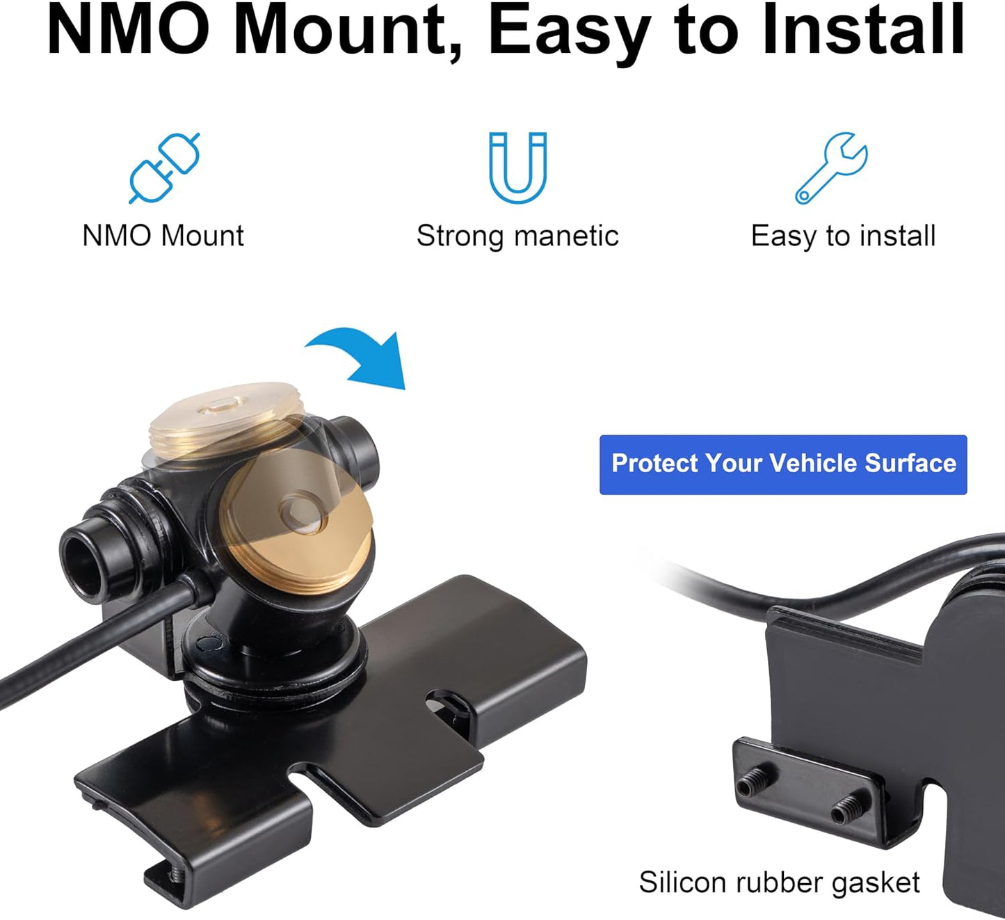 eifagur PL-259 16.5 Adjustable NMO Antenna Lip Hatchback Mount W/NMO Mount Cap UHF Male ft Cable for Vehicle Truck Car