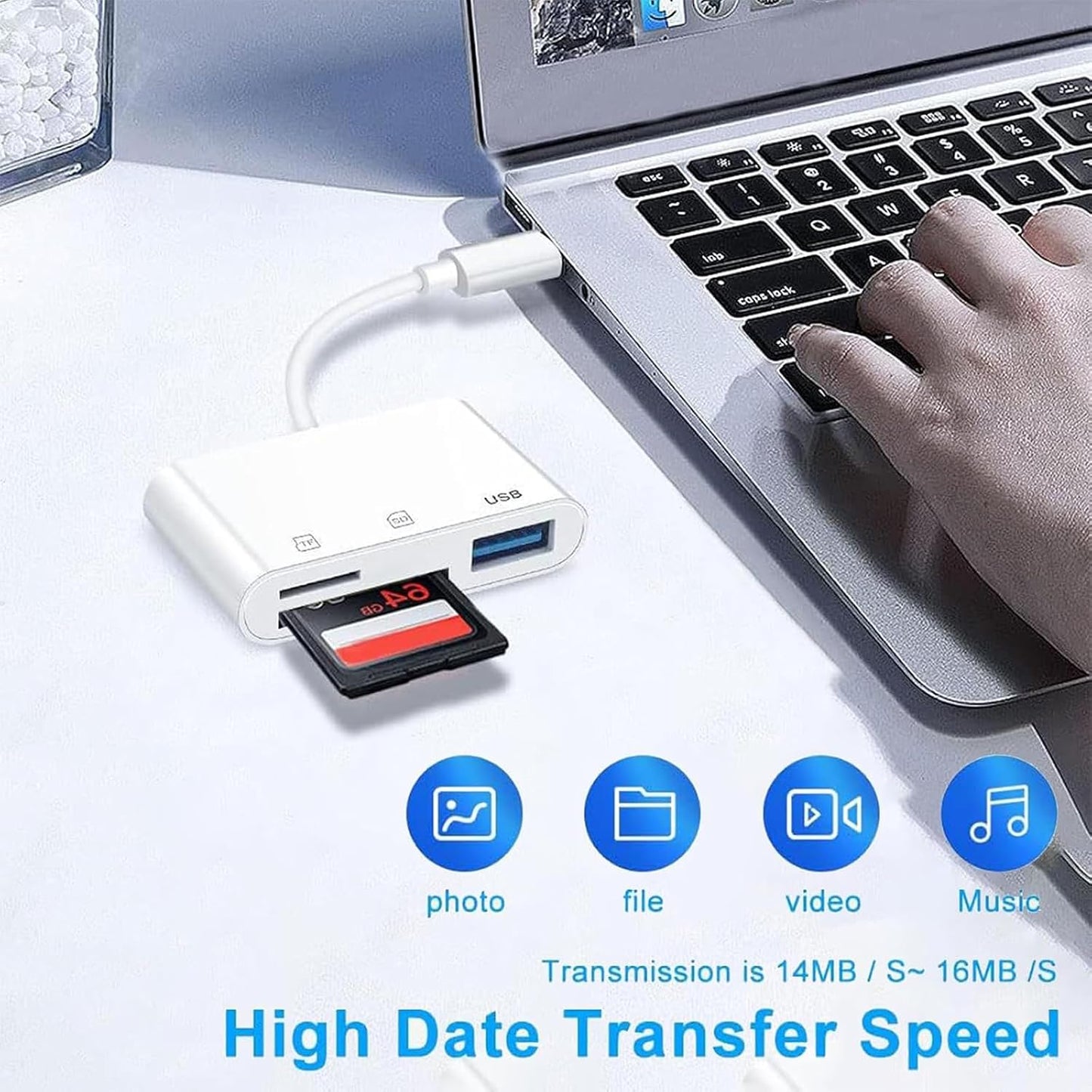 17 16 15, 3 1 SD Card Reader for iPhone MBODMI in SD/Micro SD Memory Card for iPhone/Mac, Digital Camera Adapter