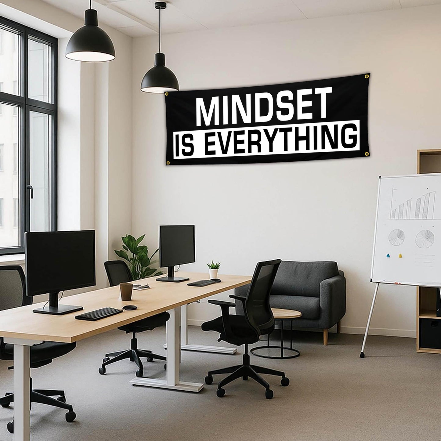 Bomtas Motivational Gym Posters Banners Flags for Home Gym Room Guys Office Bedroom Mindset is Everything Inspirational Flag Banner 24x72 Inch Motivation Wall Art Decor