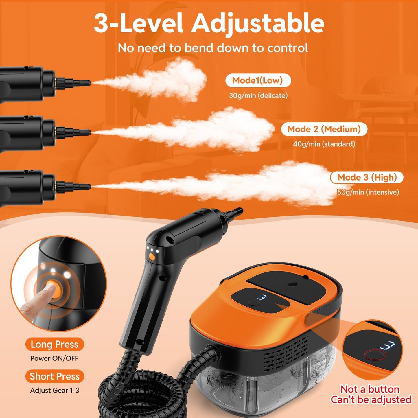 Skiennix Steam Cleaner - Fast Heating Handheld Steamer with 1.6L Tank & 16 Accessories | Ideal for Home & Car Cleaning